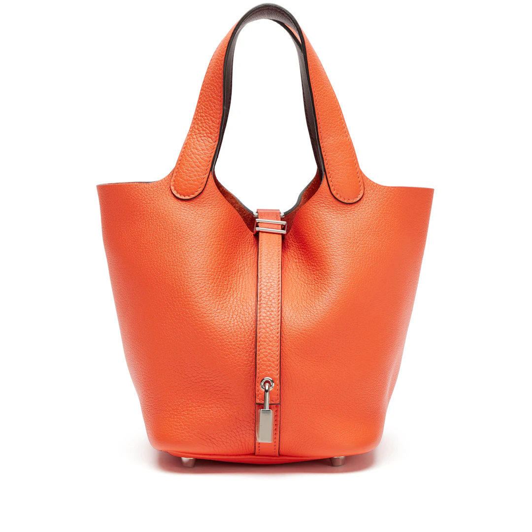 Terre Battue Clemence Verso Picotin PM Lock 18 Bag Palladium Hardware, 2017