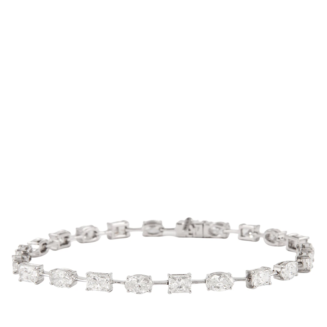 White Gold, 6.85ct Oval Cut and Emerald Cut Diamond Bracelet