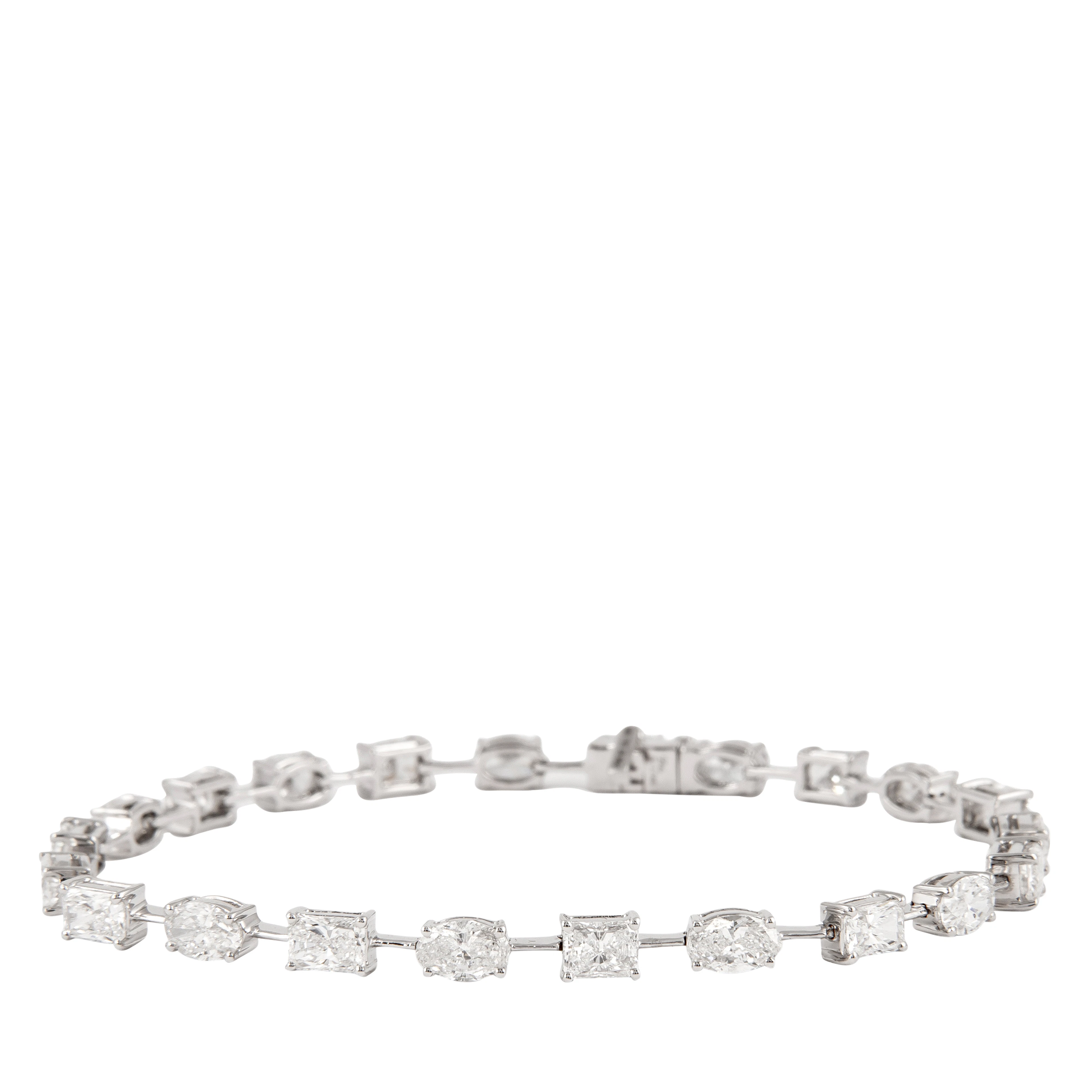 White Gold, 6.85ct Oval Cut and Emerald Cut Diamond Bracelet