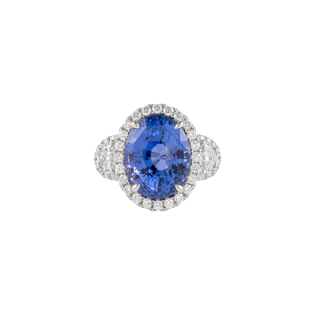 White Gold, 12.05ct Ceylon Sapphire and Diamond Ring