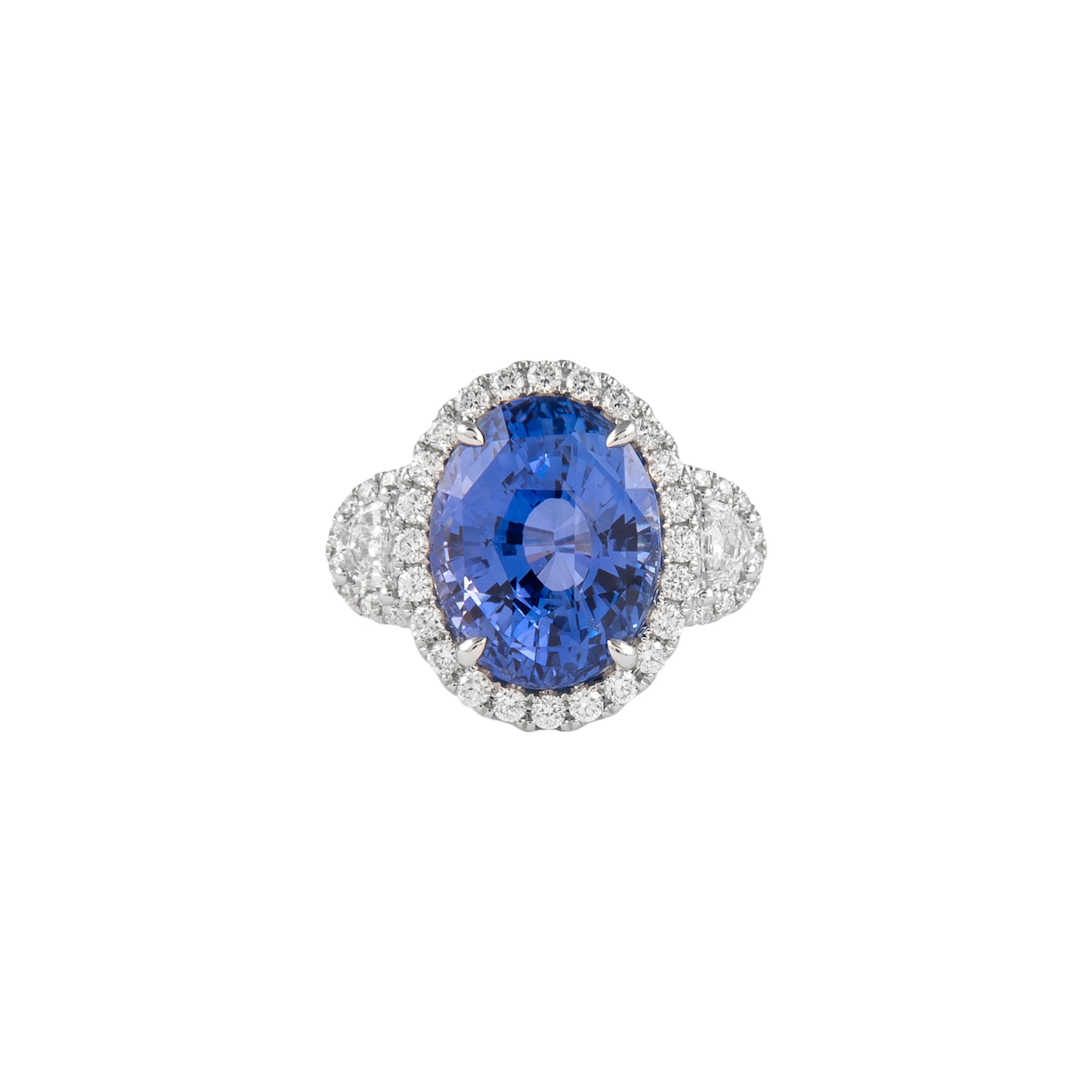 White Gold, 12.05ct Ceylon Sapphire and Diamond Ring