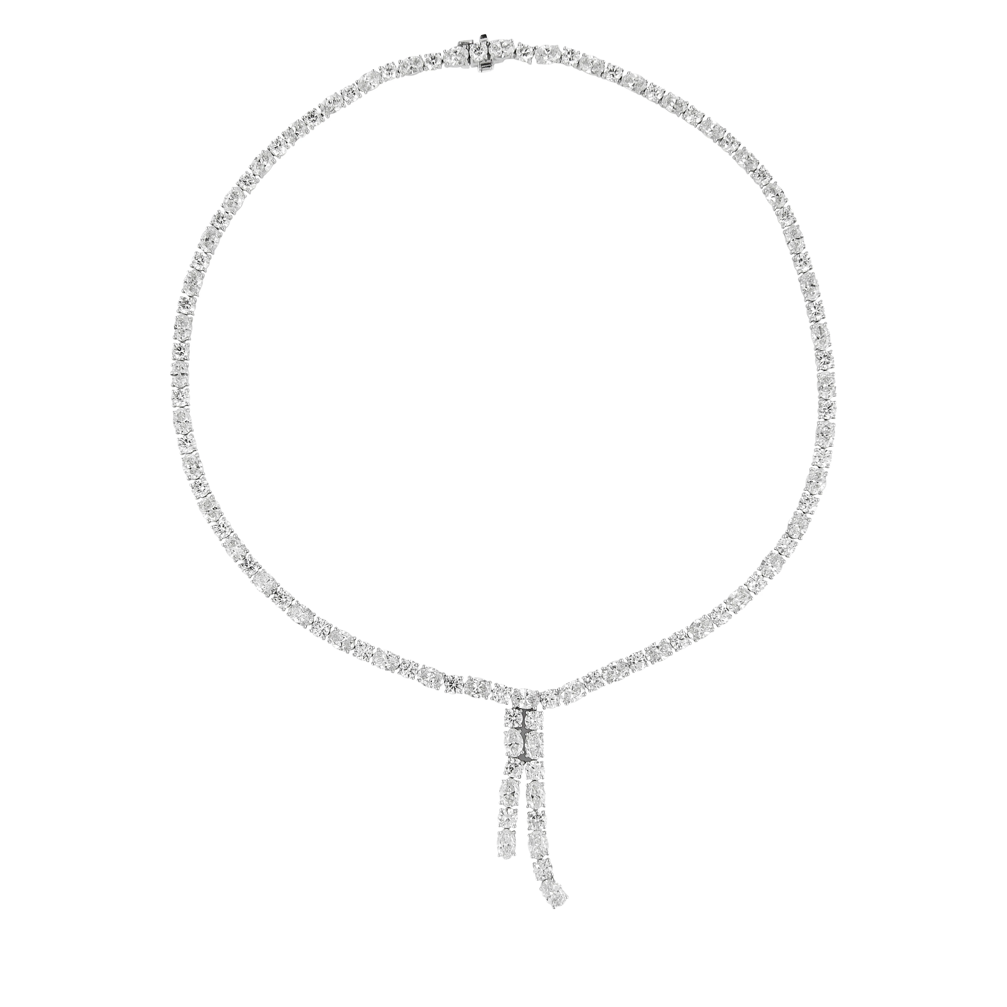 White Gold and 23.20ct Diamond Lariat Necklace