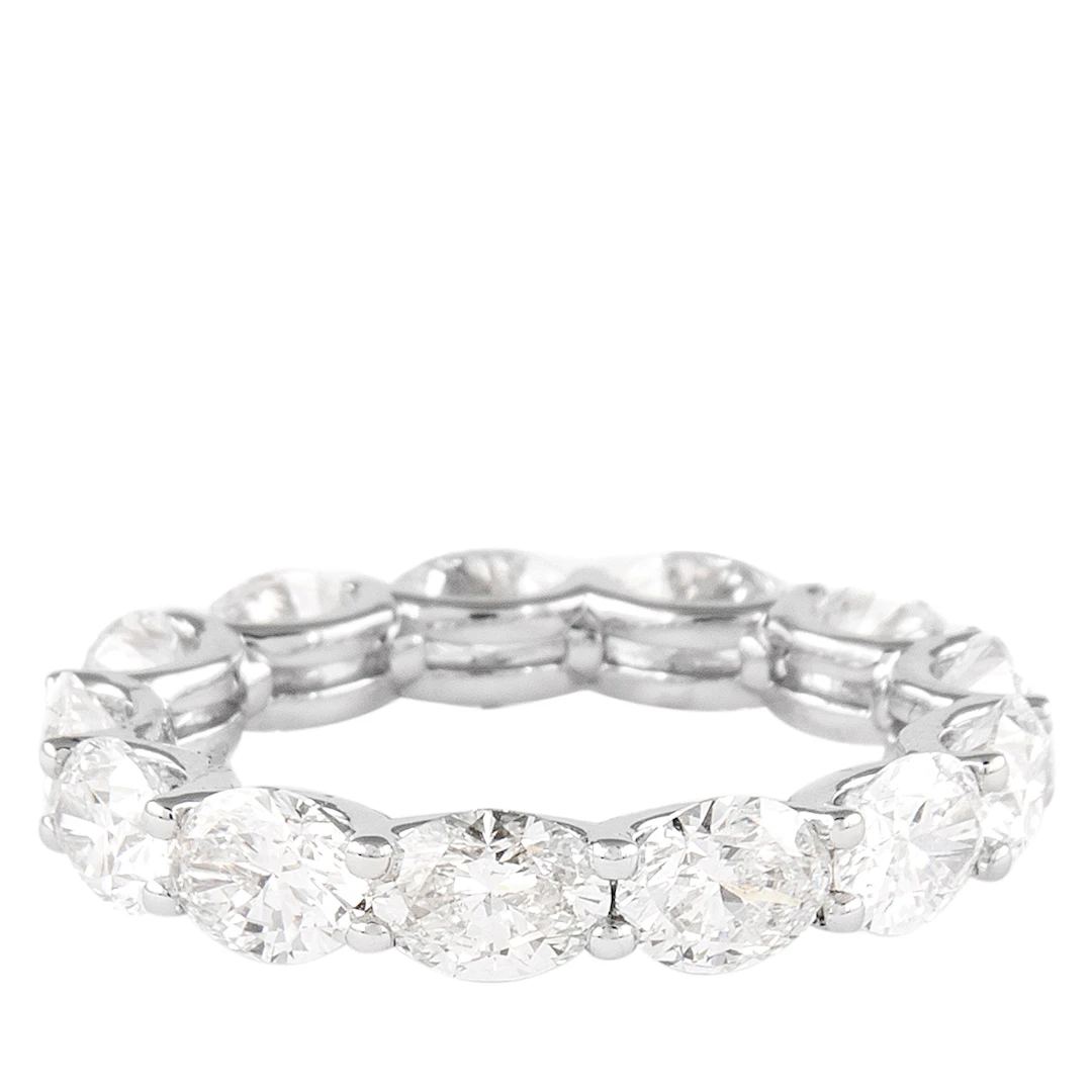 White Gold and 5.35ctw Oval Cut Diamond Eternity Band Ring
