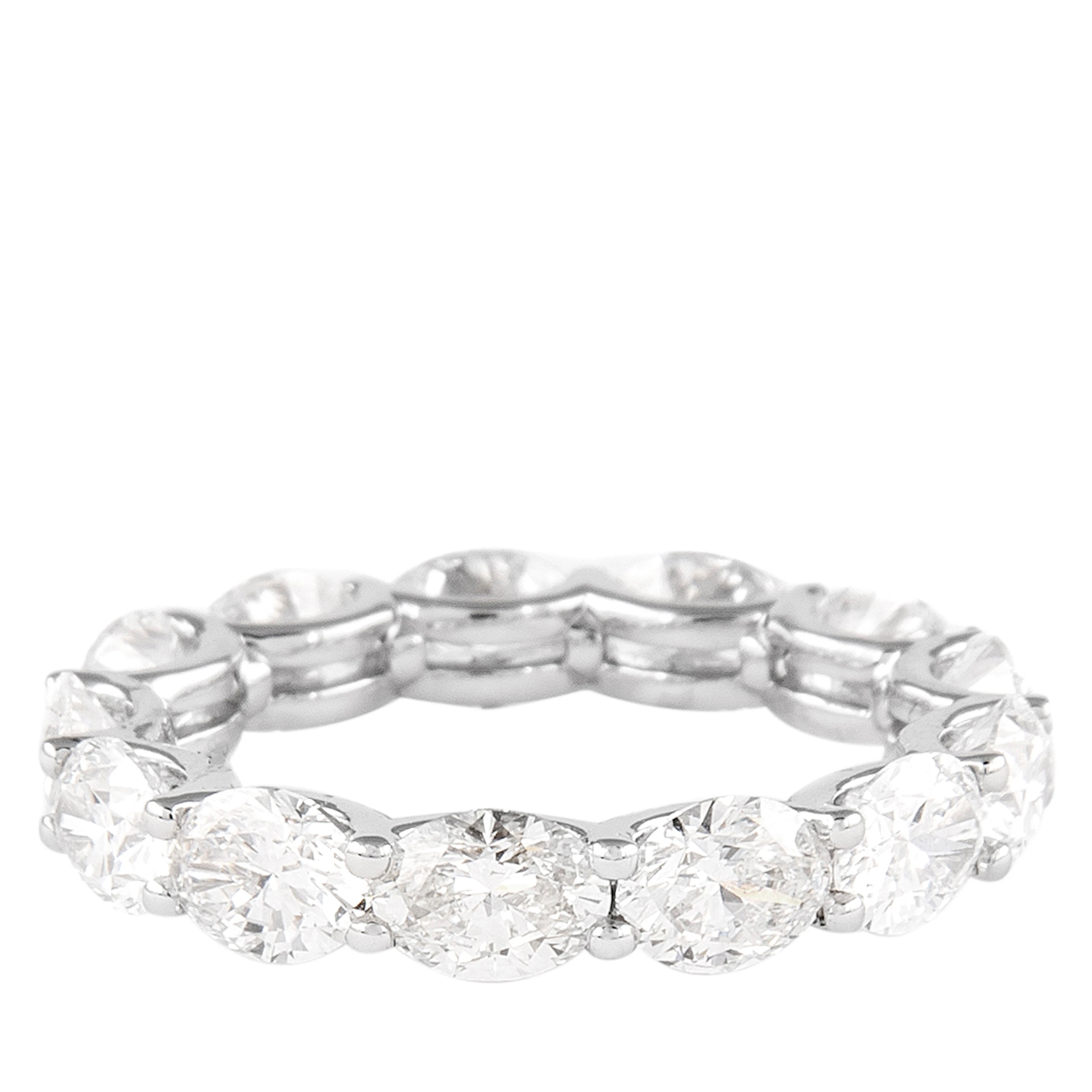 White Gold and 5.35ctw Oval Cut Diamond Eternity Band Ring
