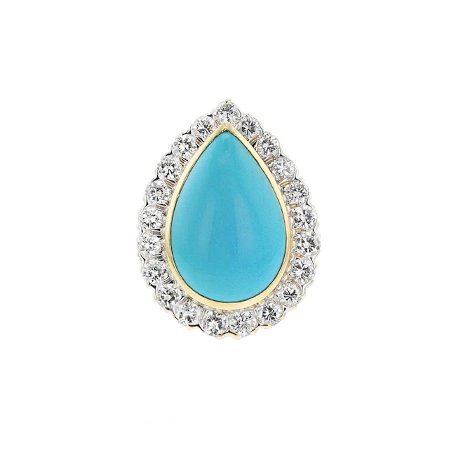 Vintage Gold, Turquoise and Diamond Ring