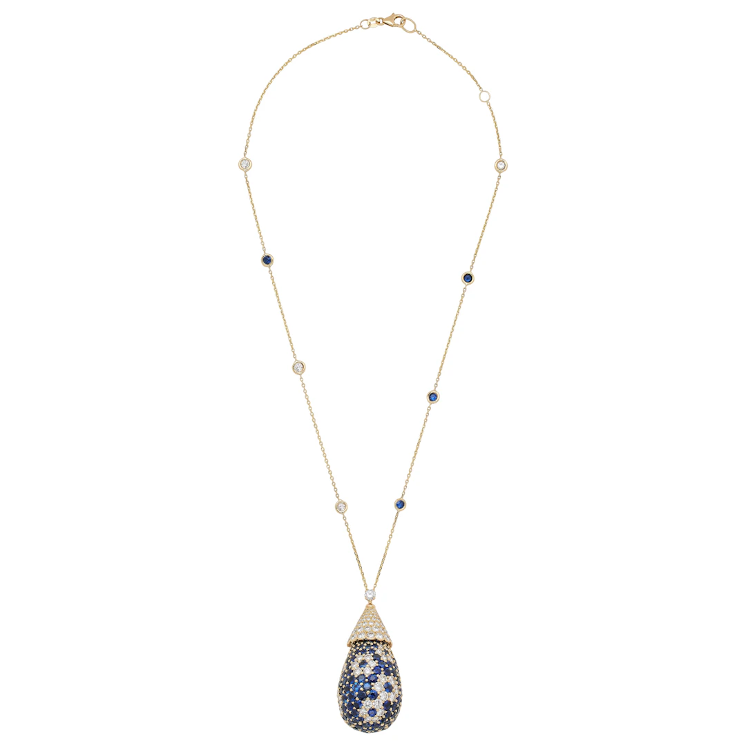 Gold, Sapphire and Diamond Pendant Necklace