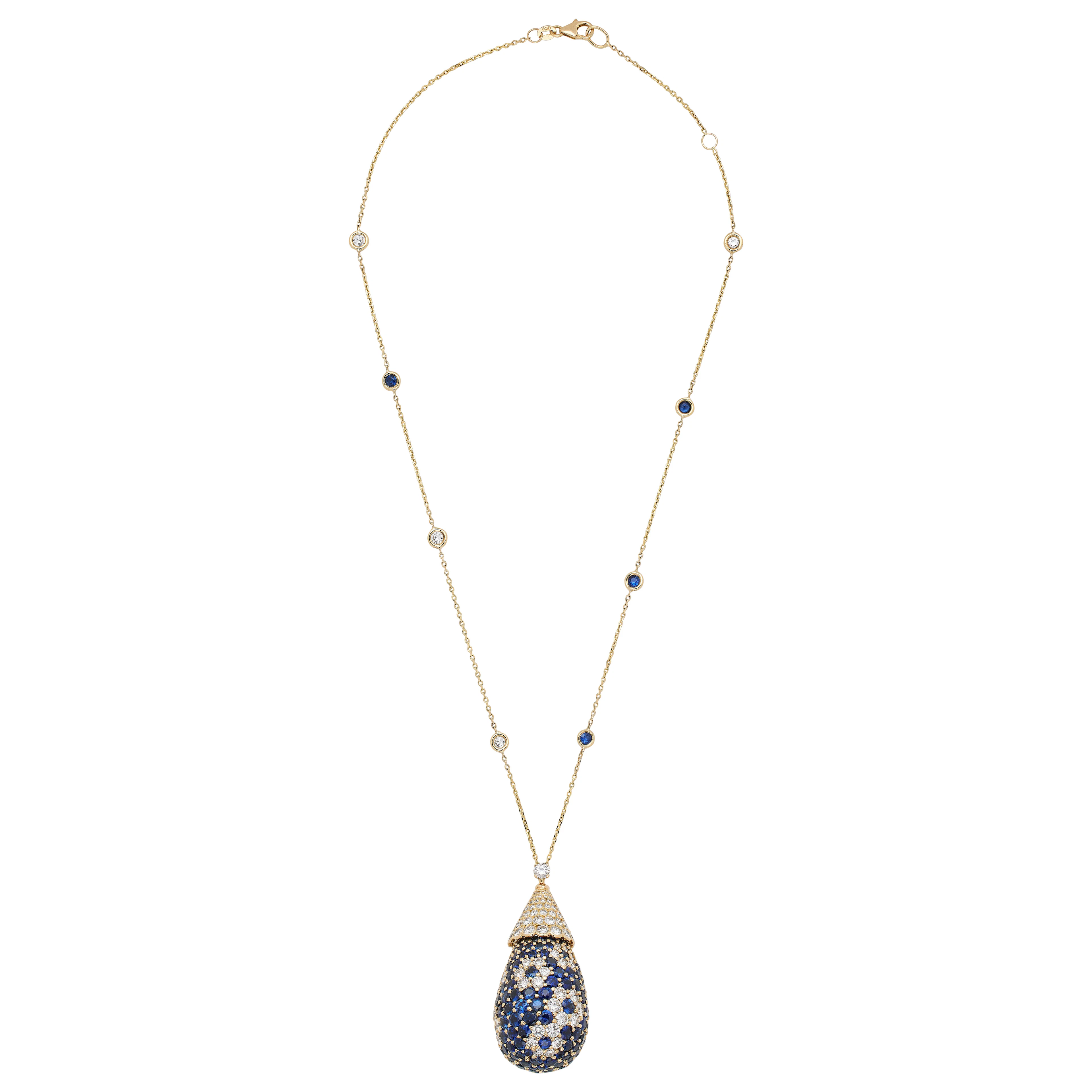 Gold, Sapphire and Diamond Pendant Necklace