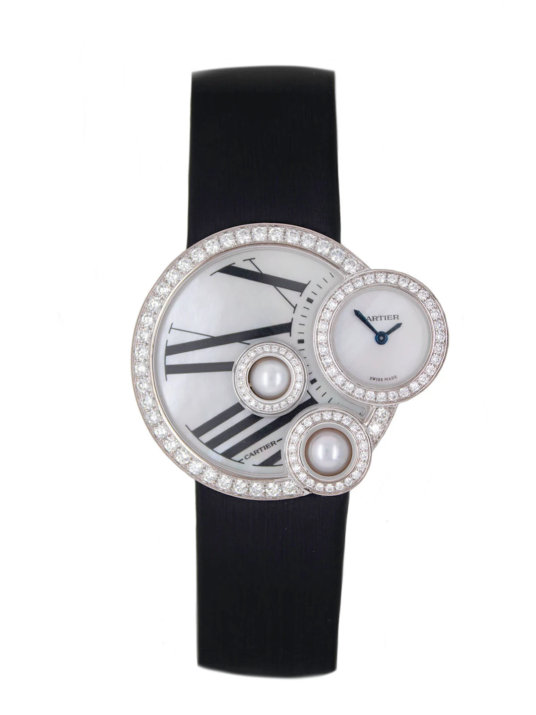 Perles de Cartier (Reference WJ304850). A white gold diamond-set quartz