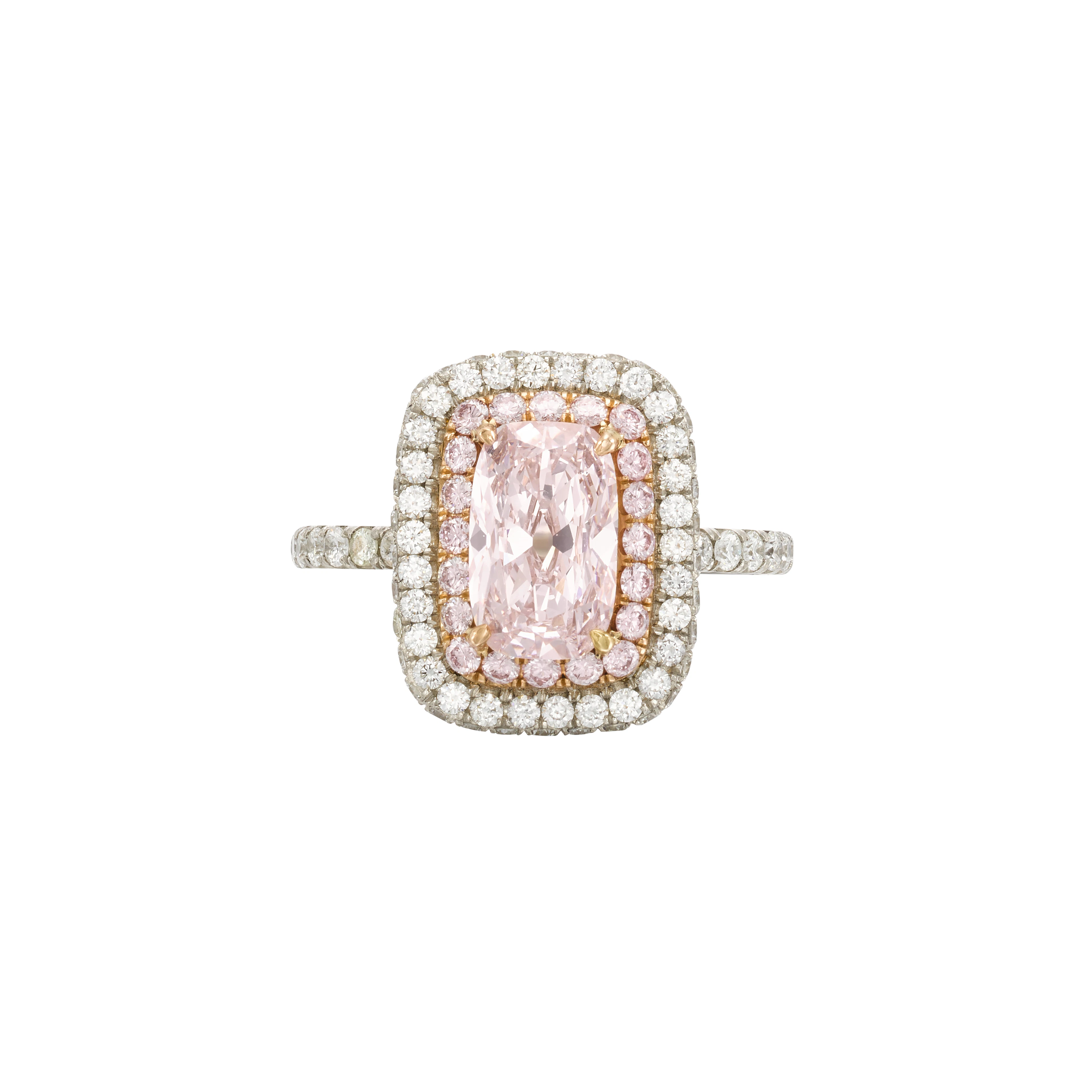 White Gold, Rose Gold, 1.27ct Cushion Cut Fancy Light Pink Diamond