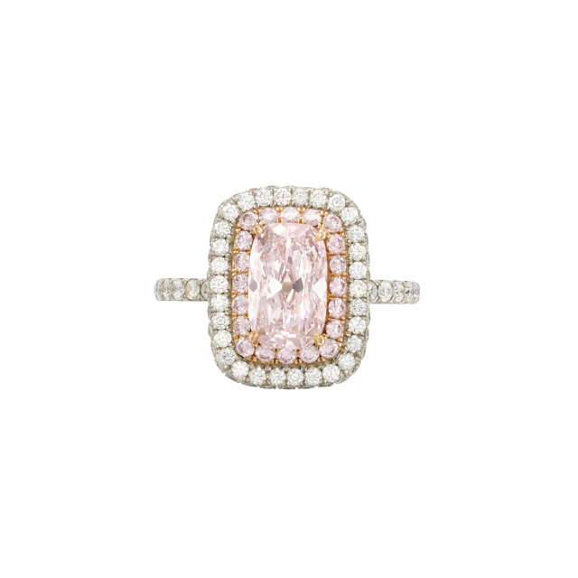 White Gold, Rose Gold, 1.27ct Cushion Cut Fancy Light Pink Diamond