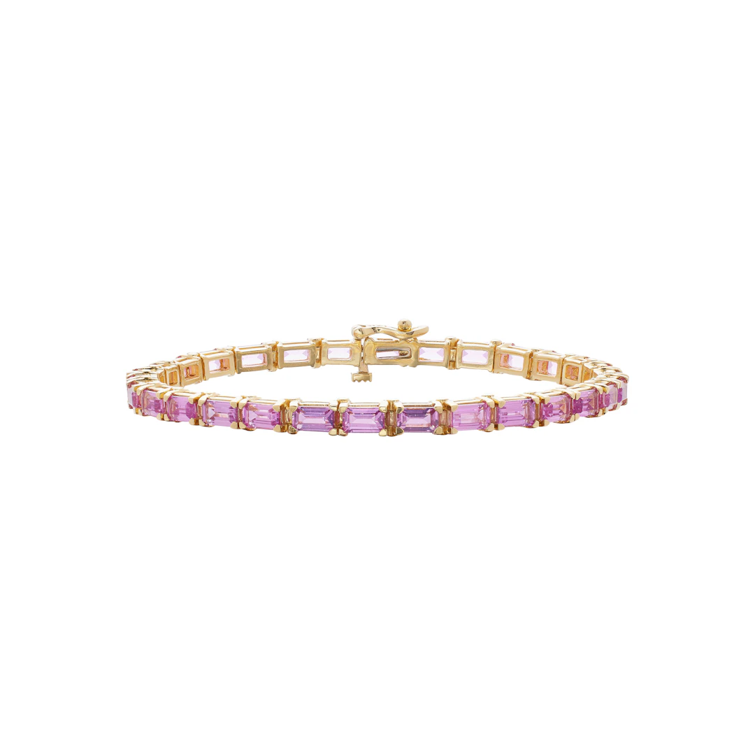 Gold and 10.90ctw Pink Sapphire Tennis Bracelet
