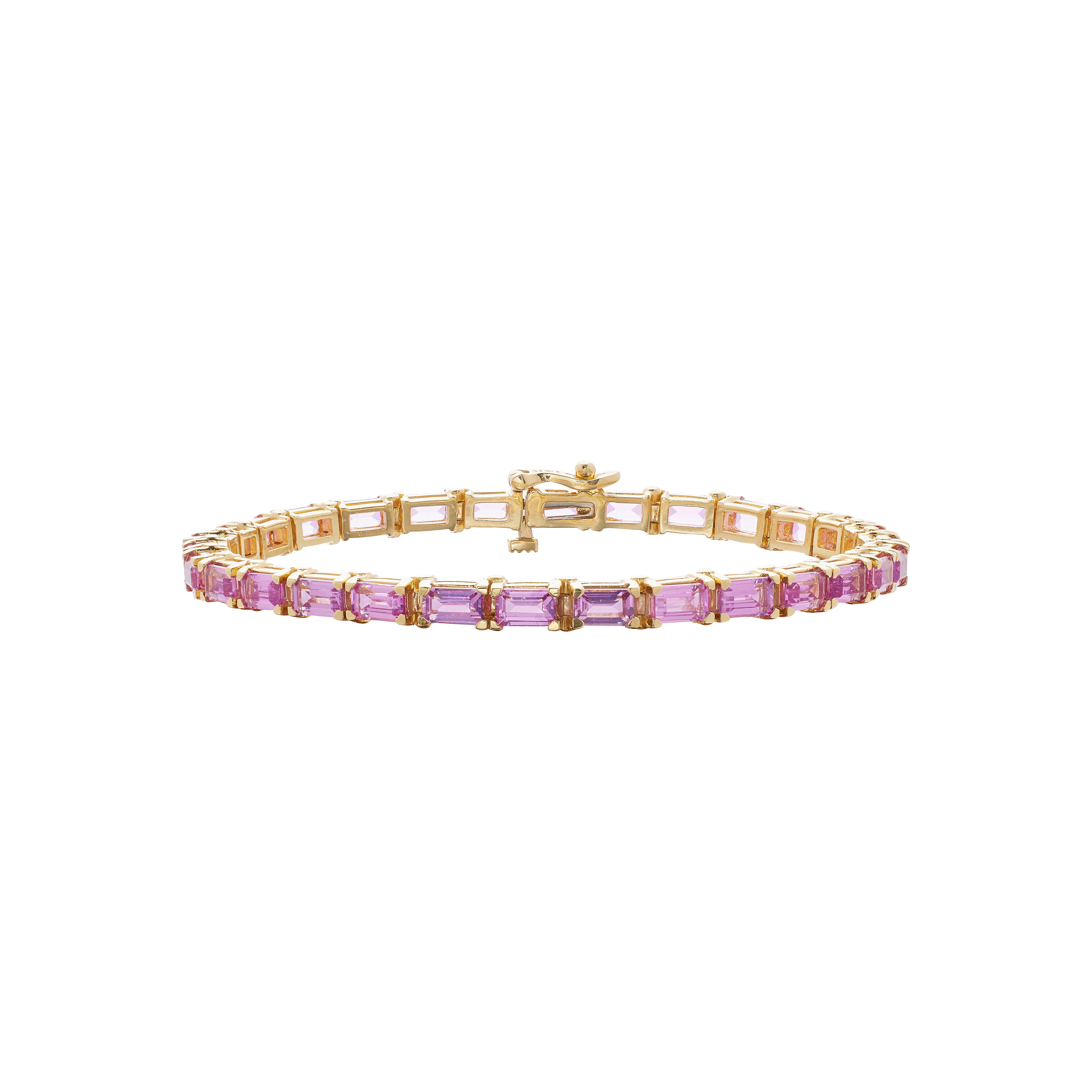 Gold and 10.90ctw Pink Sapphire Tennis Bracelet