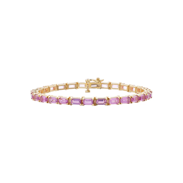 Gold and 10.90ctw Pink Sapphire Tennis Bracelet