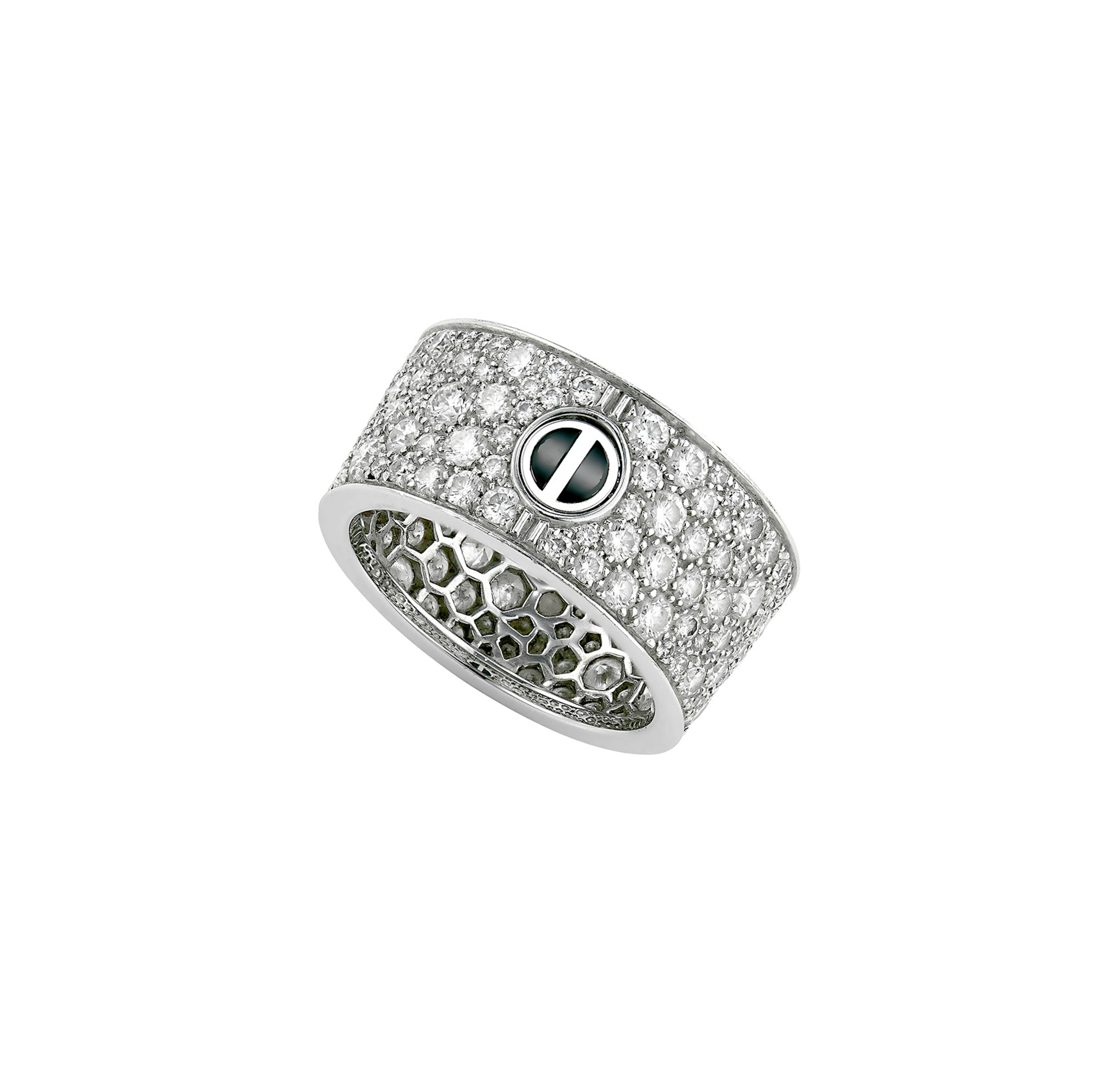 Ceramic and Diamond Love Ring