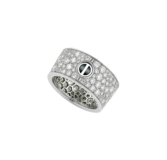 Ceramic and Diamond Love Ring