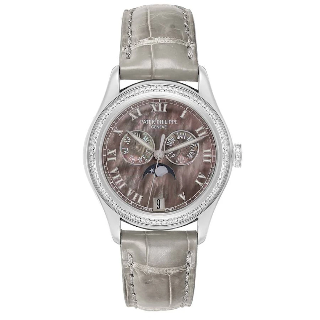 Complication (Reference 4936G). A 37mm white gold diamond set automatic