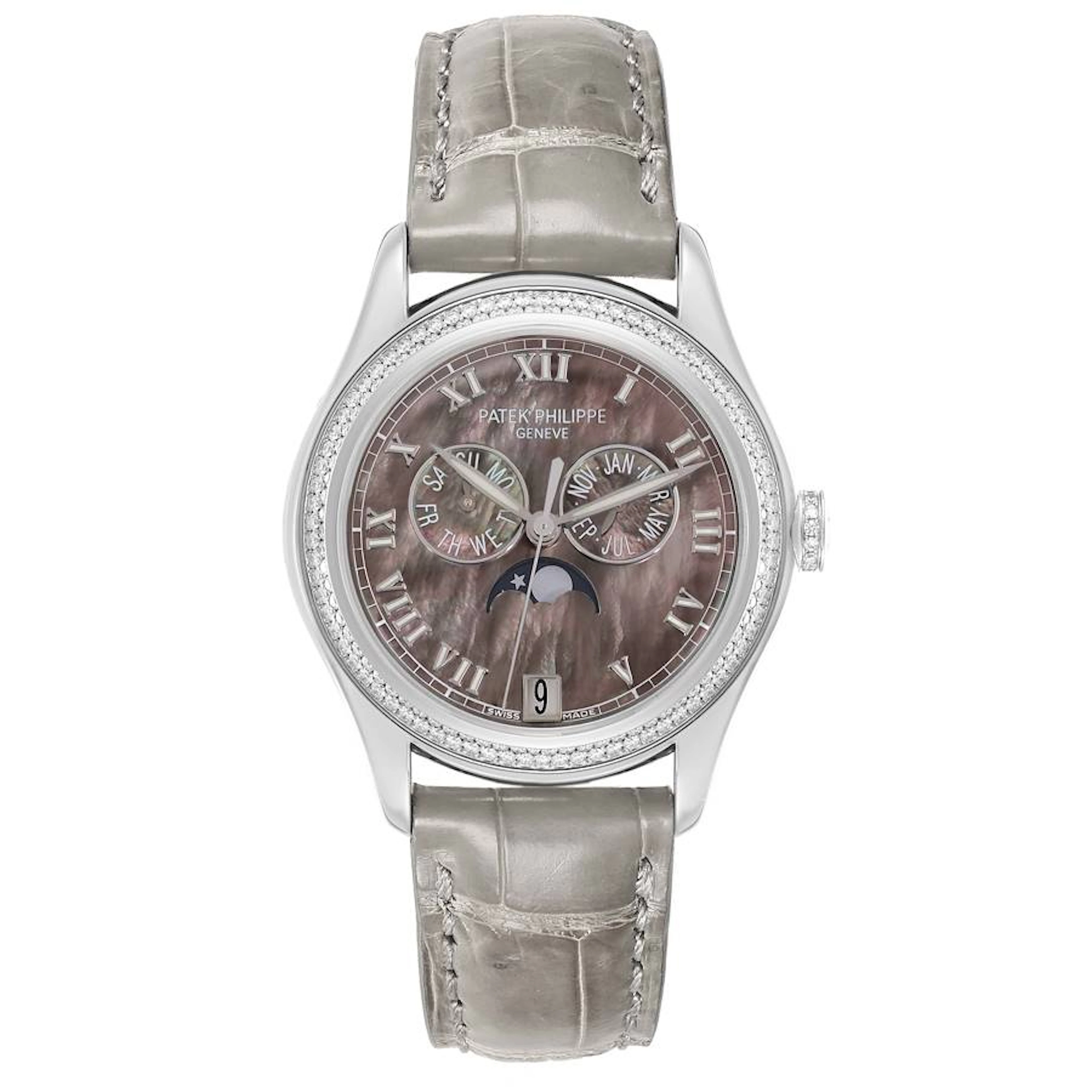 Complication (Reference 4936G). A 37mm white gold diamond set automatic