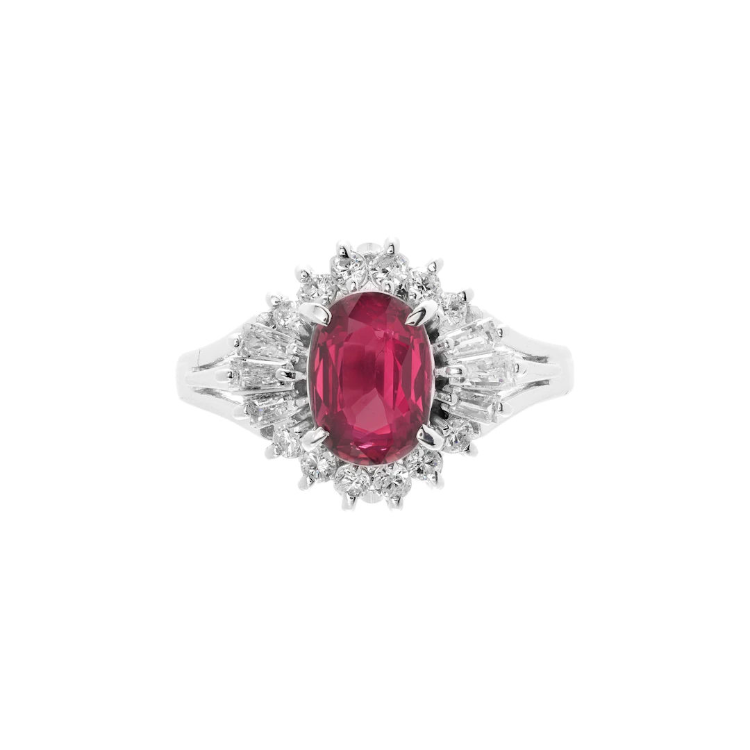 Platinum, 1.10ct Ruby and Diamond Ring