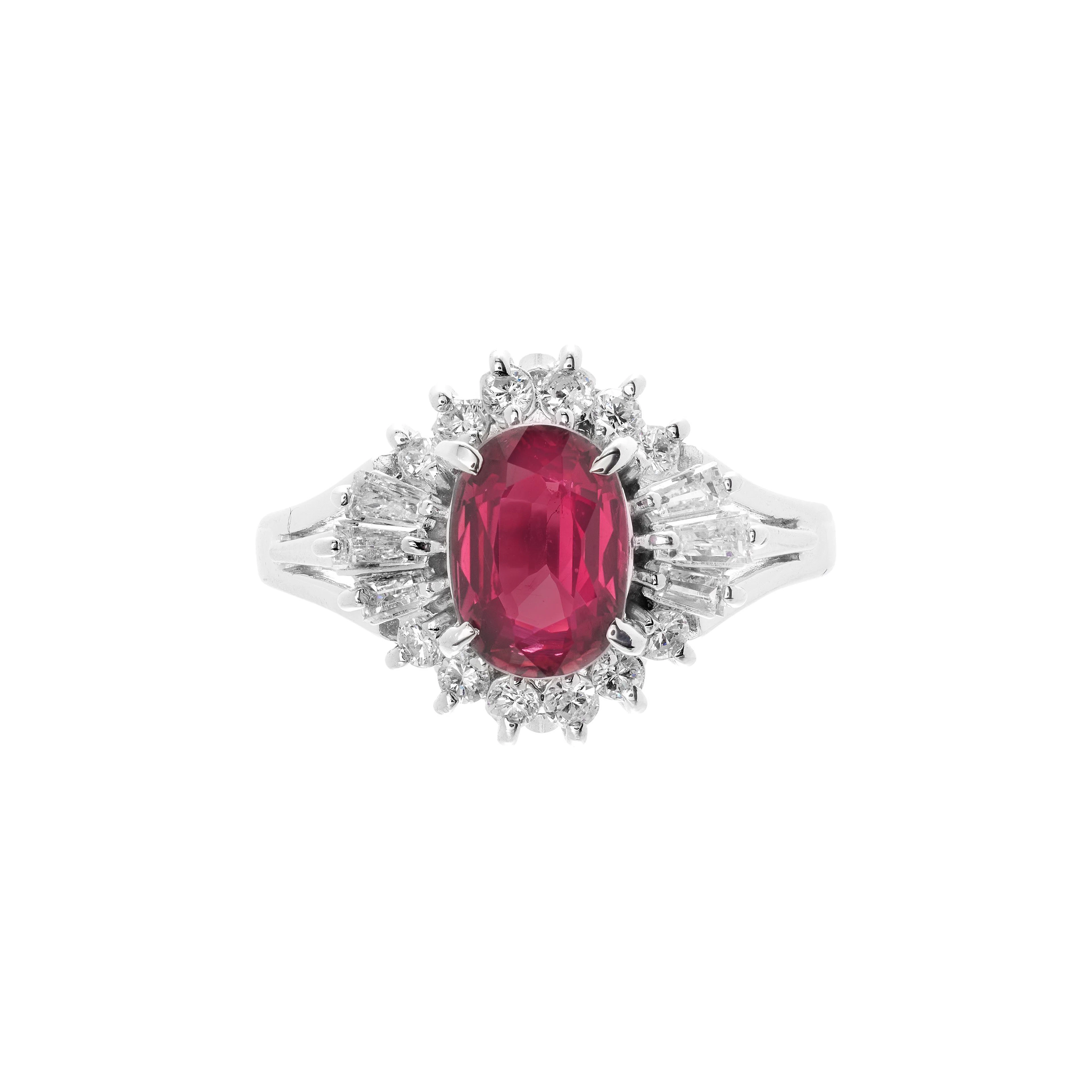 Platinum, 1.10ct Ruby and Diamond Ring
