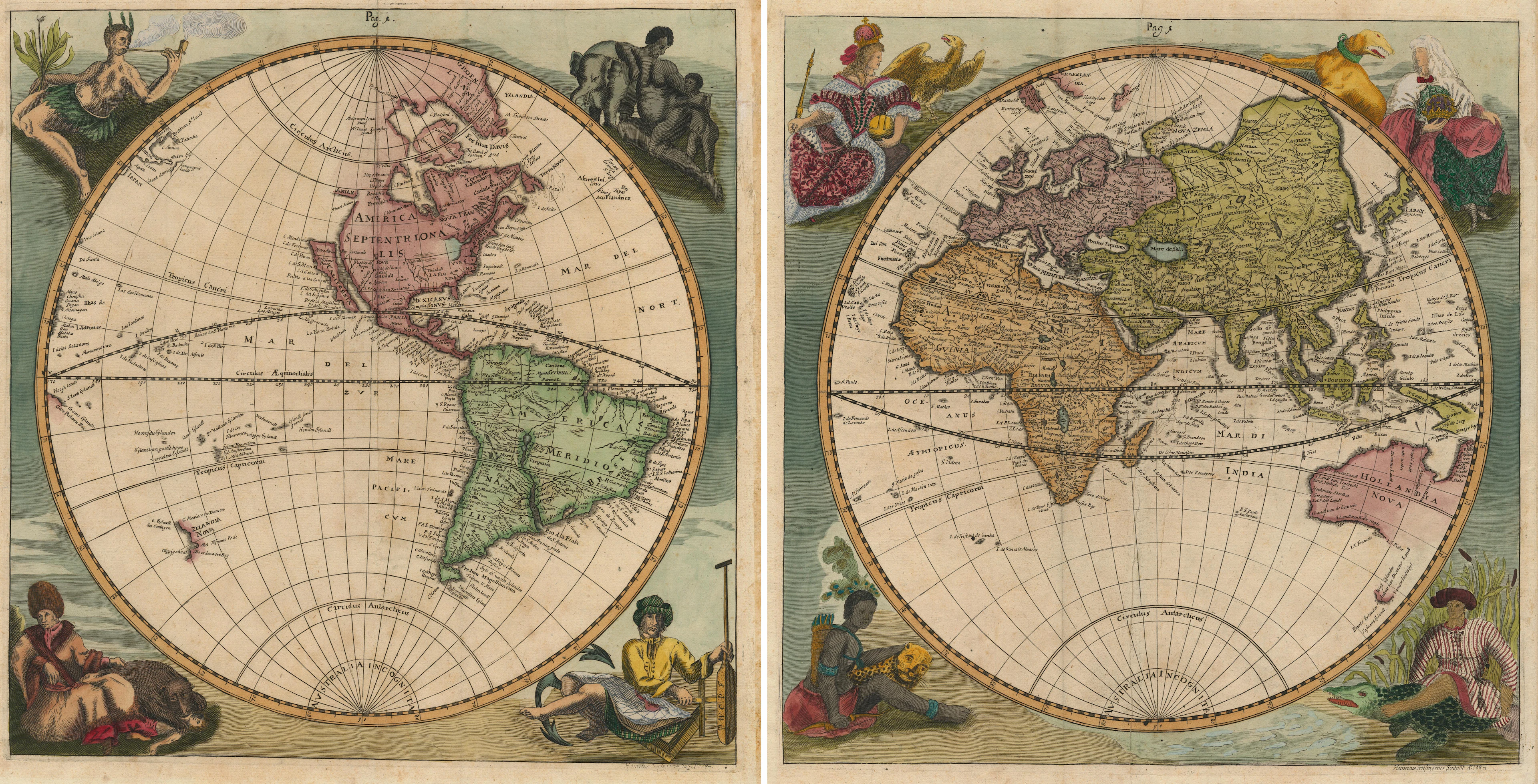 German Maps of the Western and Eastern Hemispheres