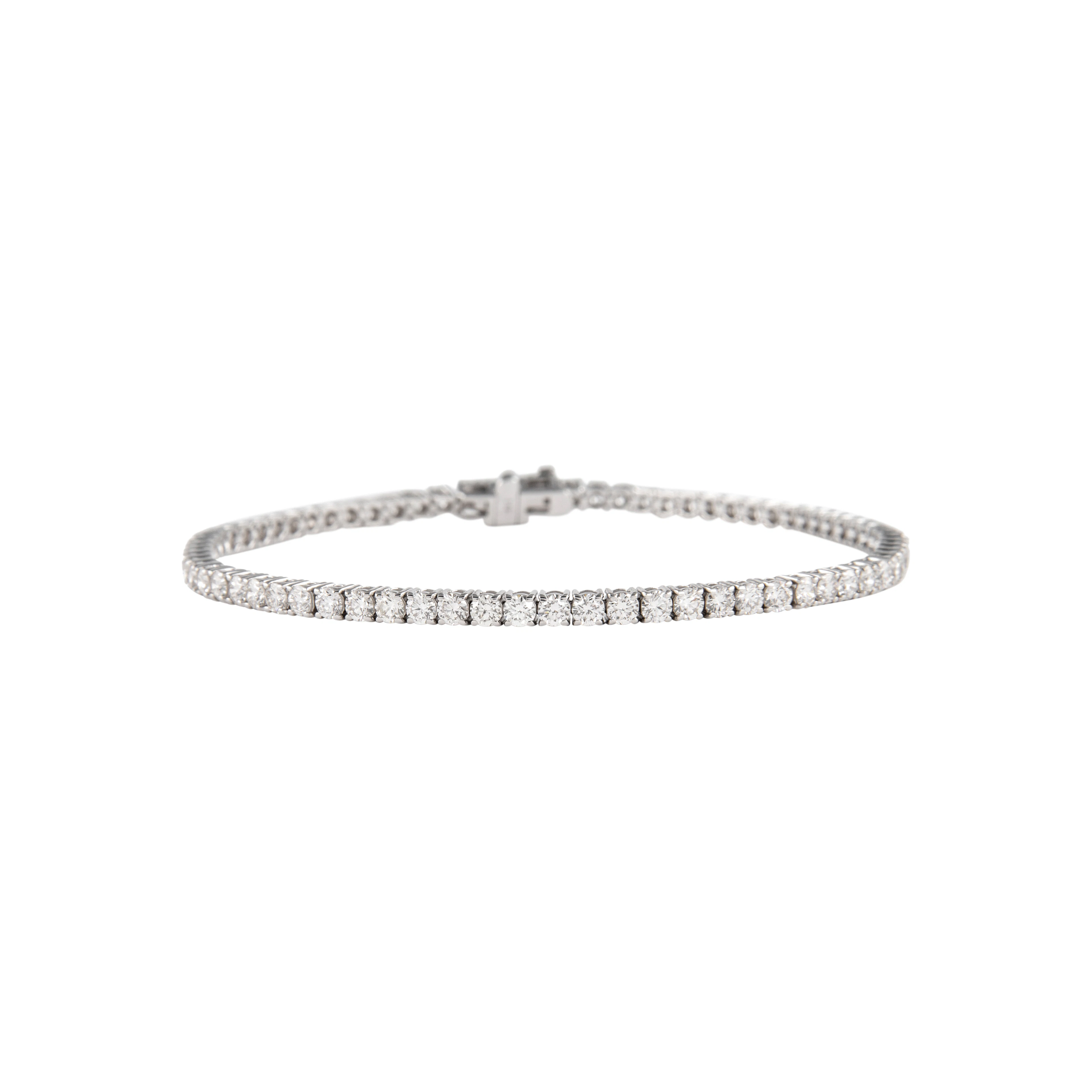 White Gold and 3.95ctw Round Brilliant Cut Diamond Tennis Bracelet