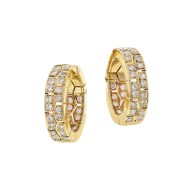 Gold and Diamond Hoop Earrings