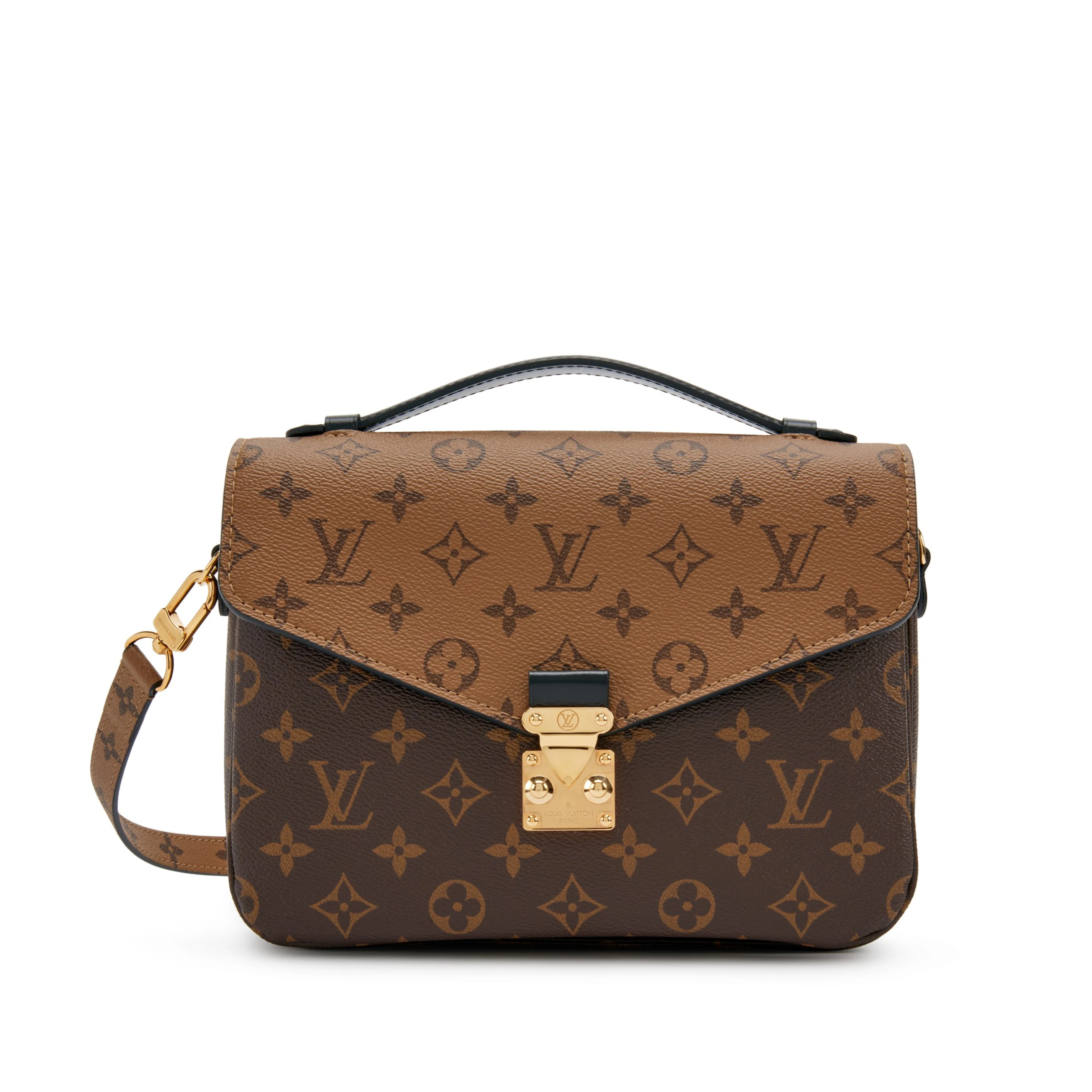 Brown Reverse Monogram Coated Canvas Pochette Métis Gold Hardware, 2021