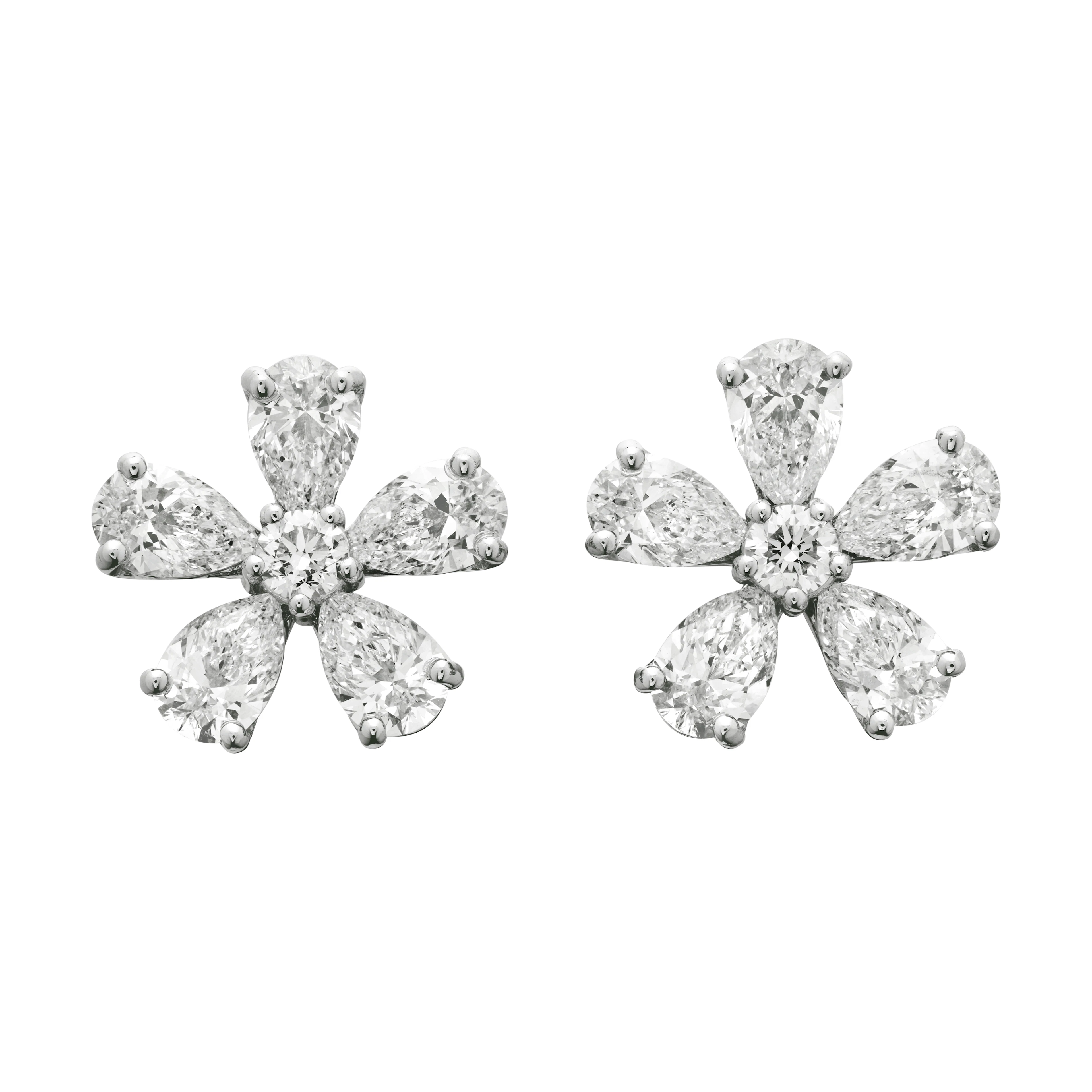 Platinum and 7.70ctw Diamond Flower Stud Earrings