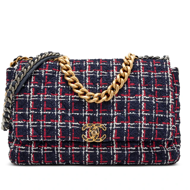 Multicolor Quilted Tweed Large Chanel 19 Flap Aged Gold, Ruthenium