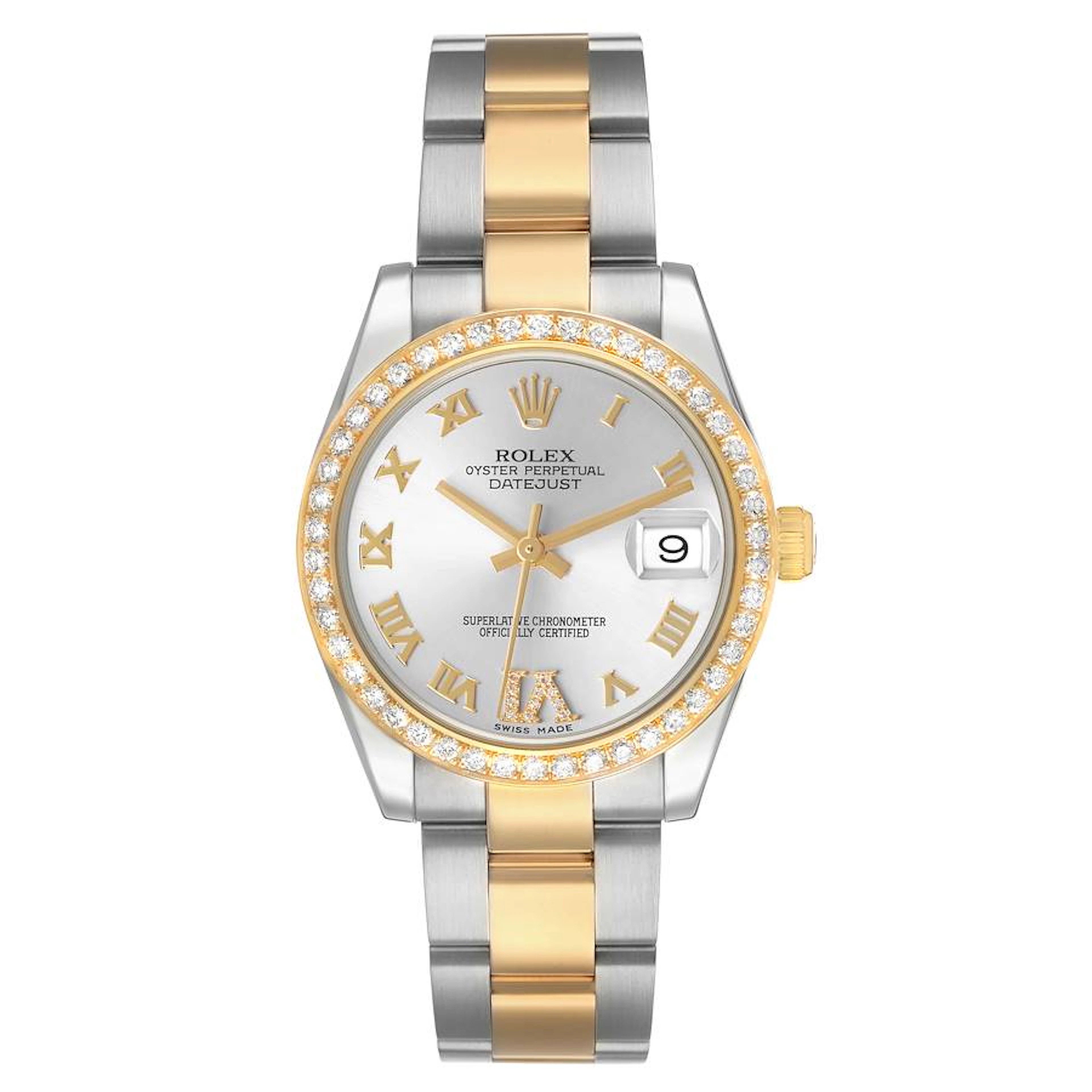 Datejust (Reference 178383). A 31mm yellow gold stainless steel diamond-set