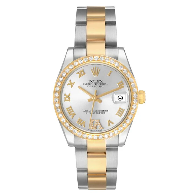 Datejust (Reference 178383). A 31mm yellow gold stainless steel diamond-set