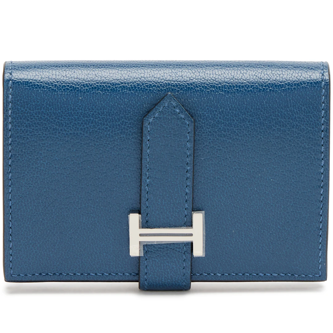 Blue Tempete Chèvre Mysore Mini Bearn Wallet Palladium Hardware, 2024