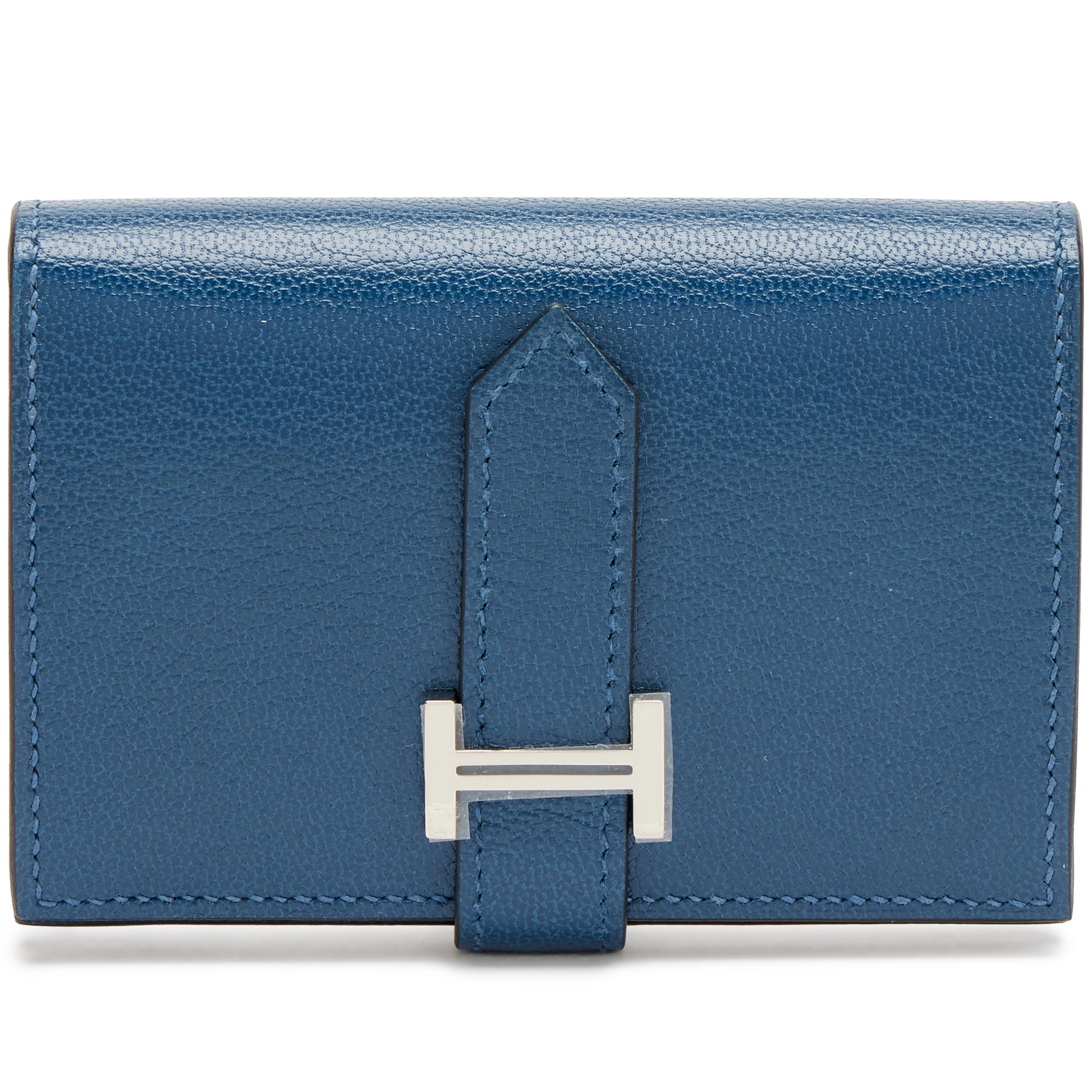 Blue Tempete Chèvre Mysore Mini Bearn Wallet Palladium Hardware, 2024