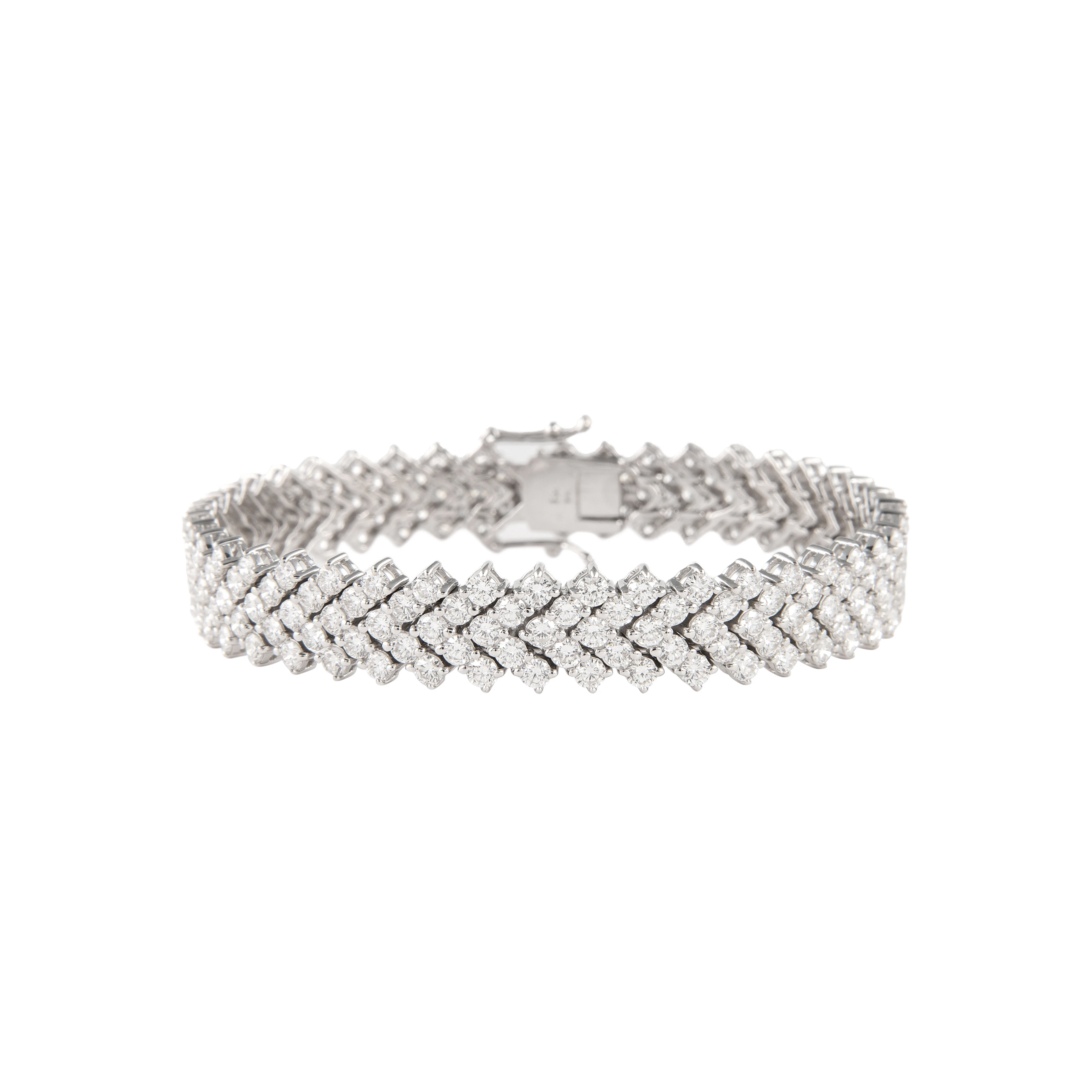 White Gold and 12.70ctw Diamond Five Row Bracelet
