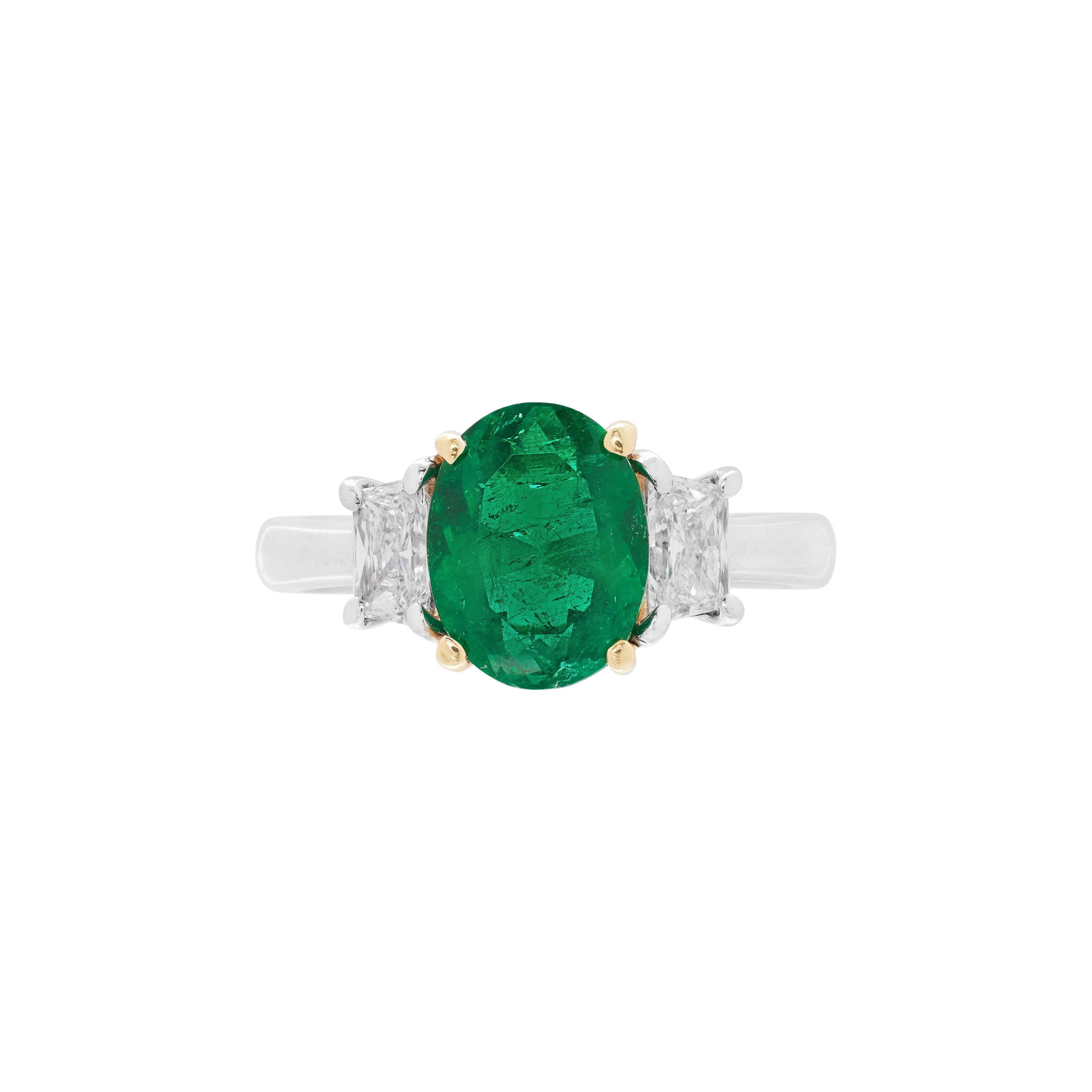 Platinum, Gold, 1.60ct Colombian Emerald and Diamond Ring