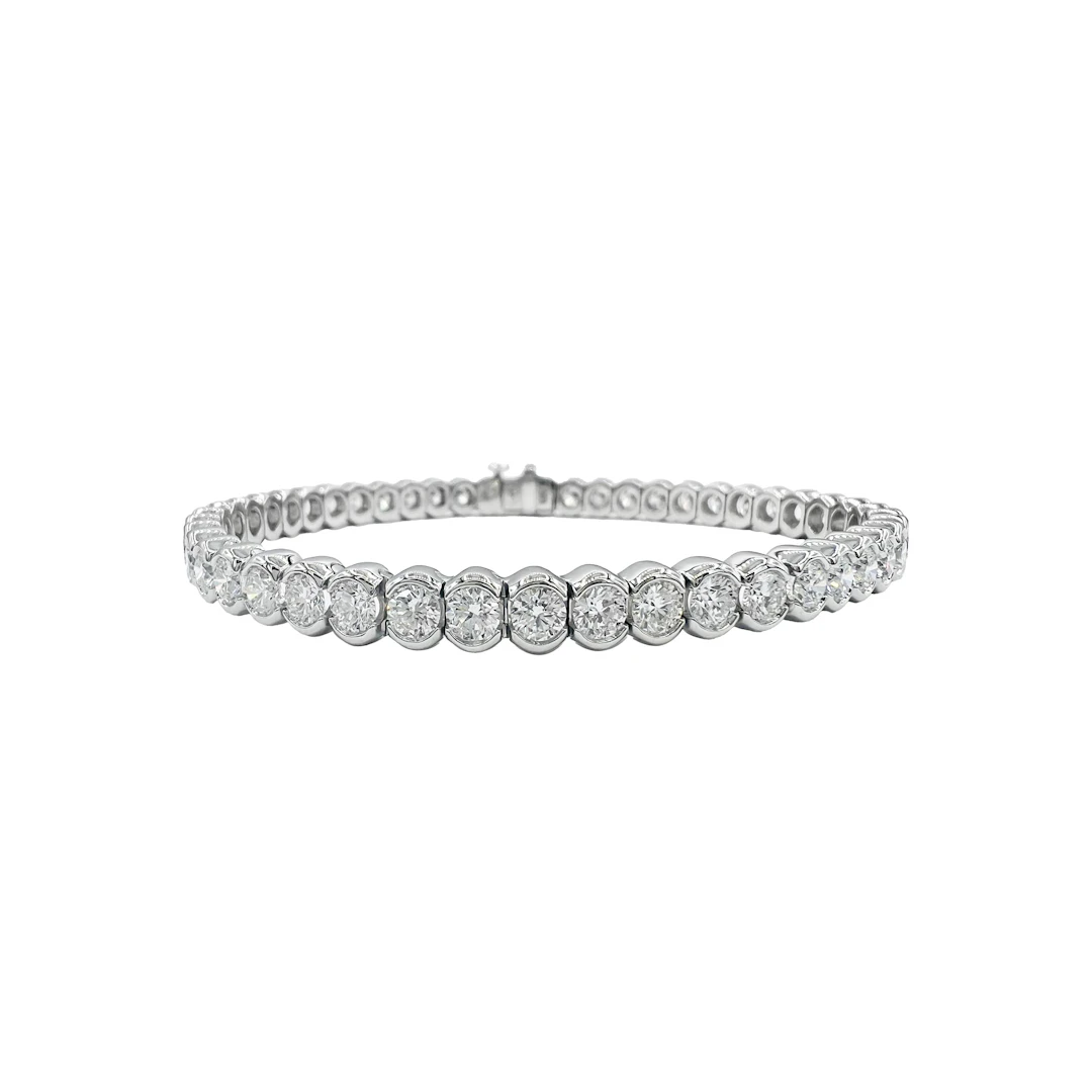 White Gold and 7.10ctw Round Brilliant Cut Diamond Tennis Bracelet