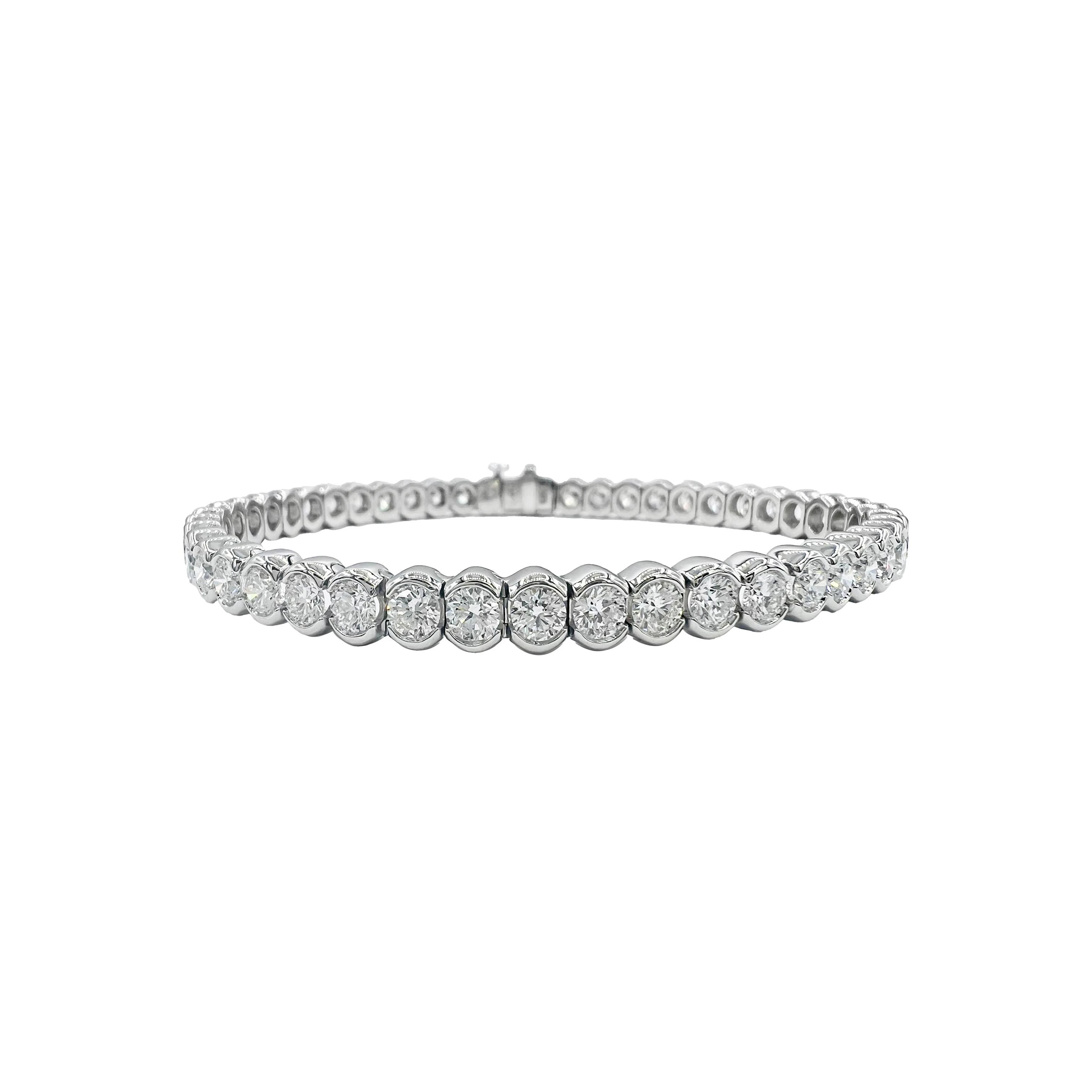 White Gold and 7.10ctw Round Brilliant Cut Diamond Tennis Bracelet