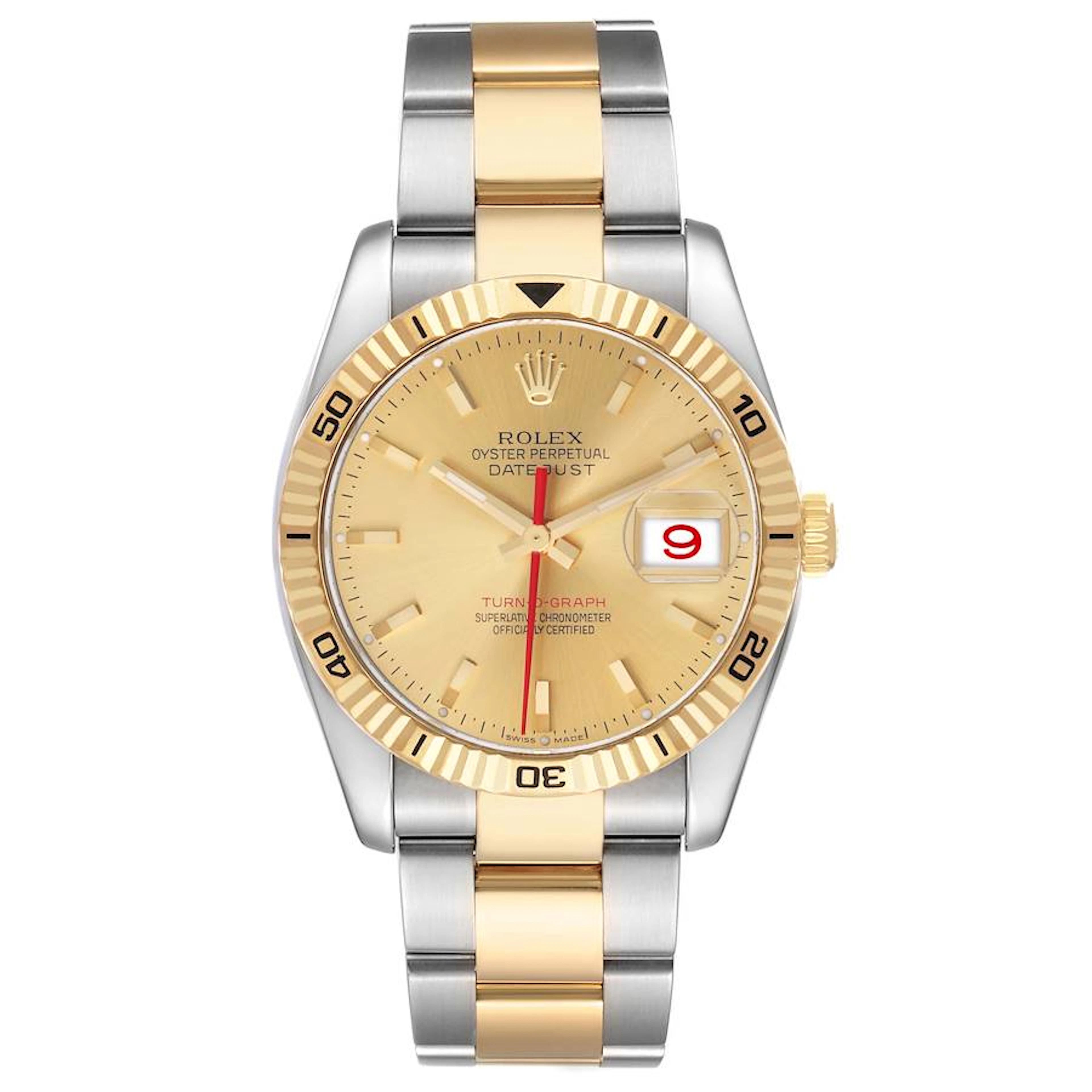 Datejust Turn-O-Graph (Reference 116263). A 36mm yellow gold stainless