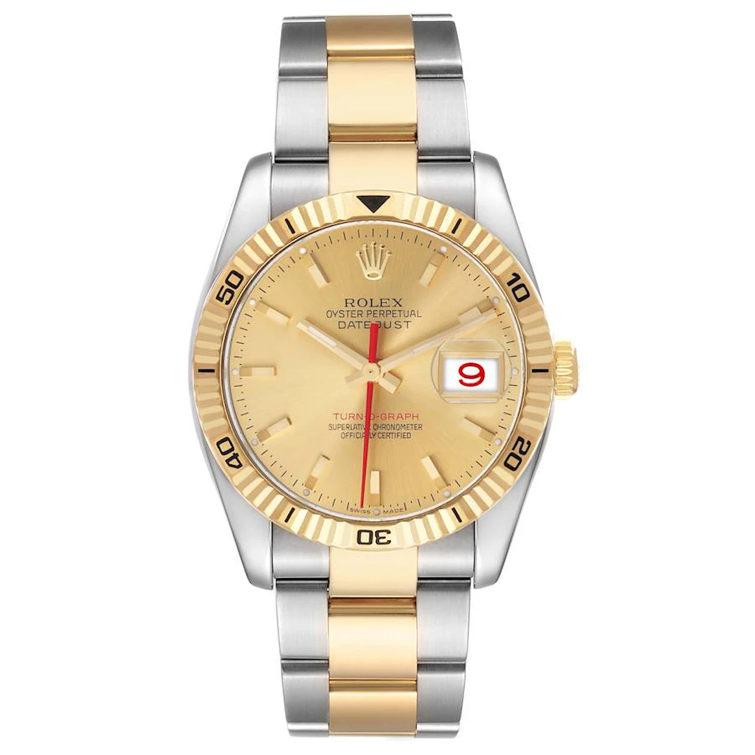 Datejust Turn-O-Graph (Reference 116263). A 36mm yellow gold stainless