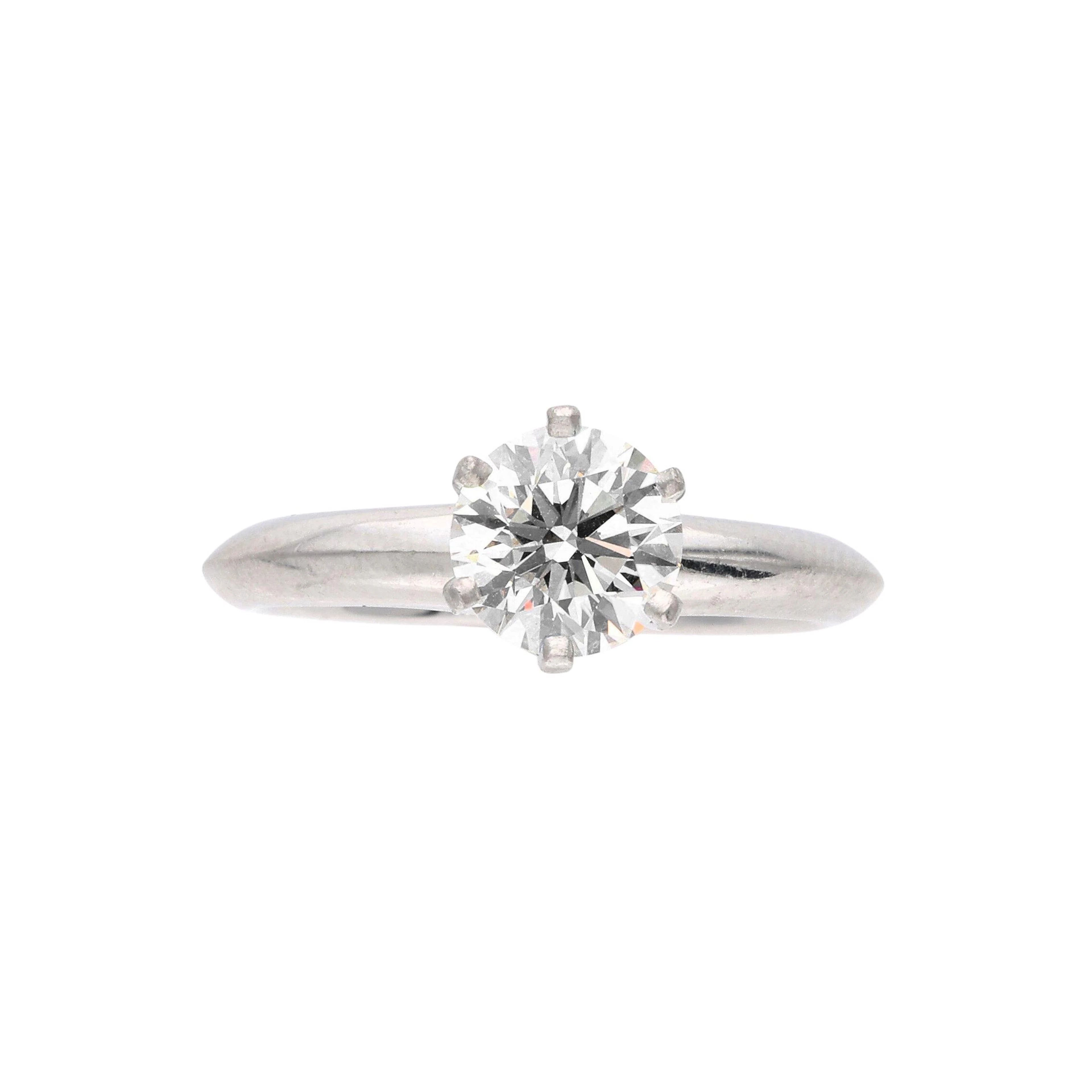 Platinum and 1.00ct Round Brilliant Cut Diamond Solitaire Engagement Ring