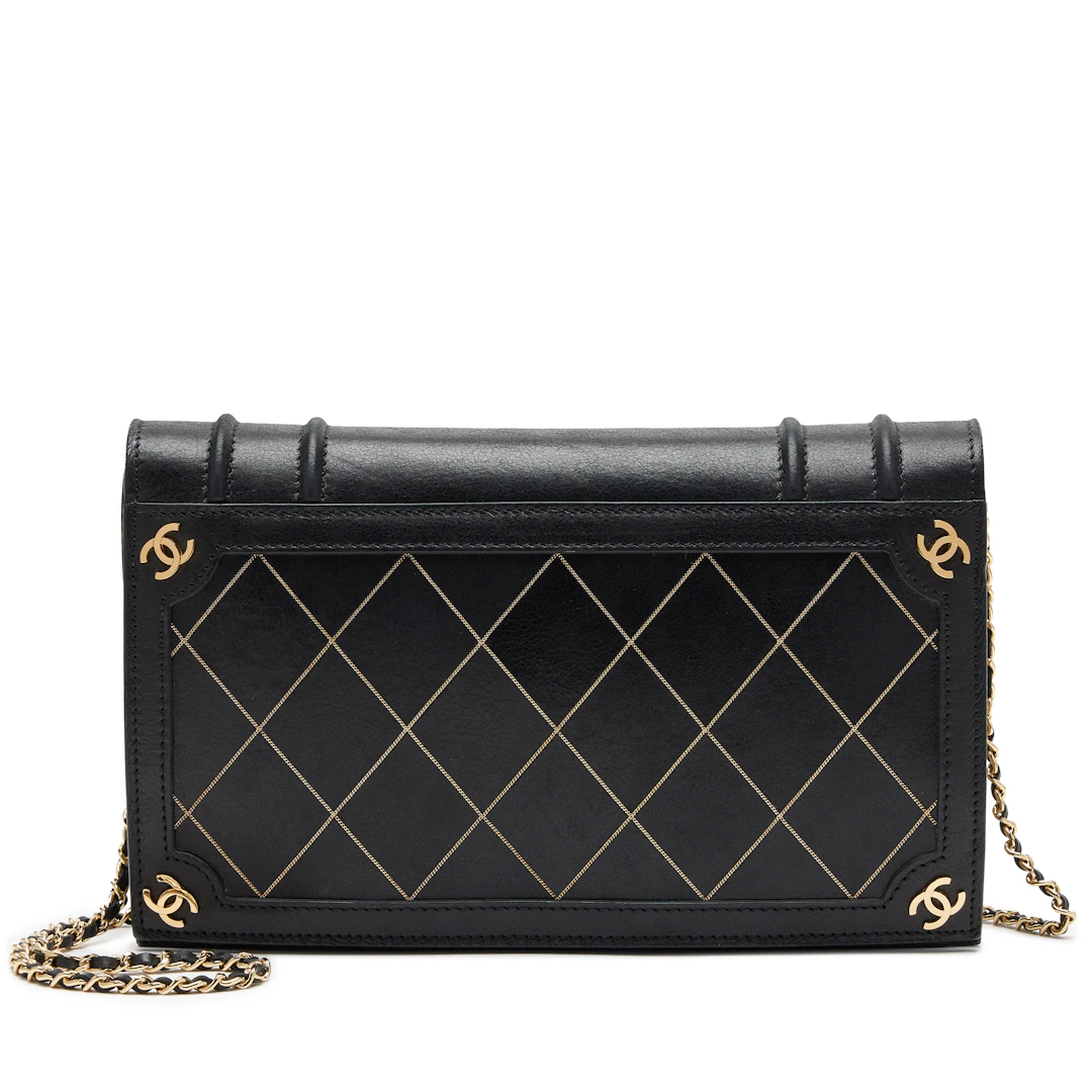 Black and Gold Quilted Lambskin CC Book Minaudière Clutch Gold Hardware, 2011