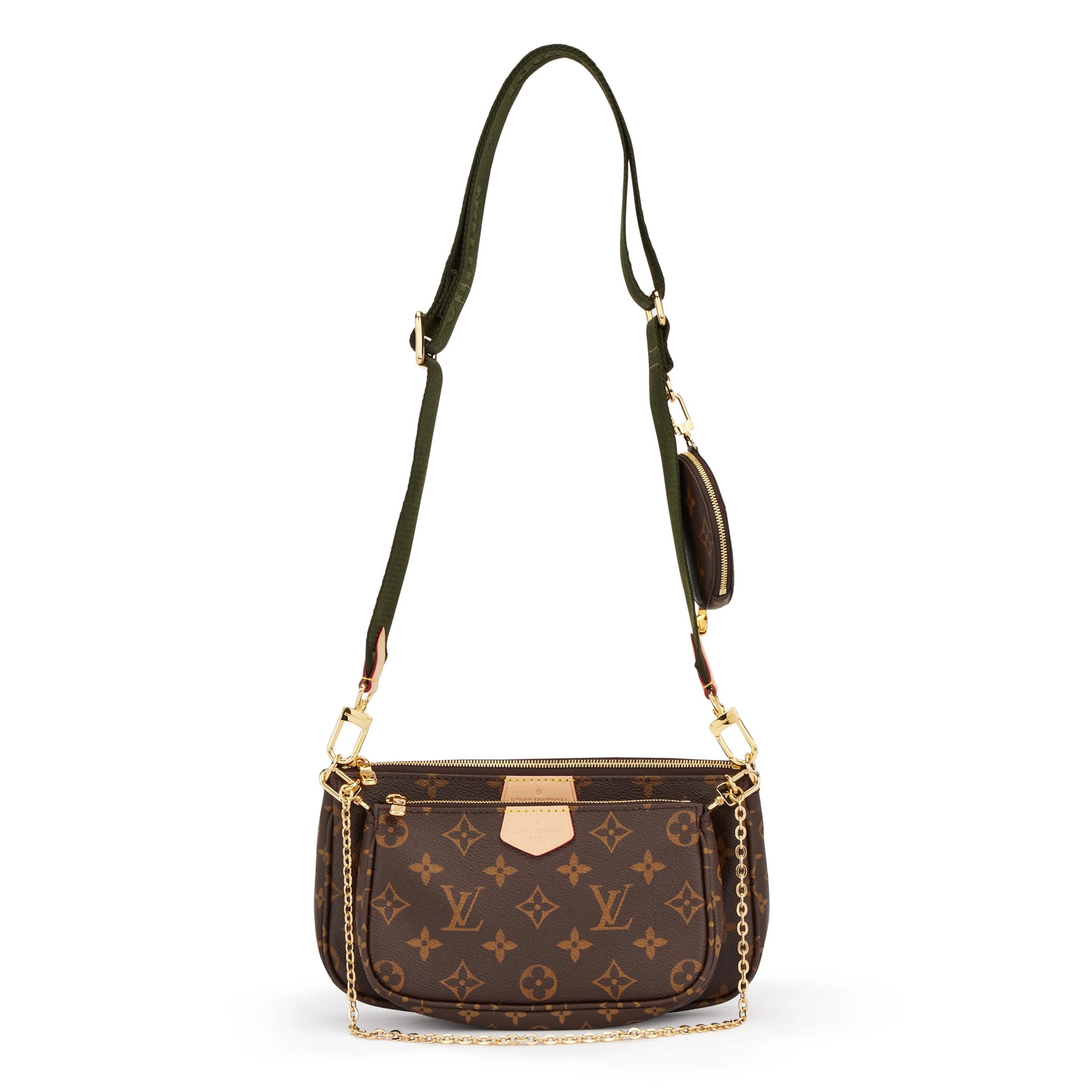 Khaki and Brown Monogram Canvas Multi Pochette Accessories Gold Hardware, 2021