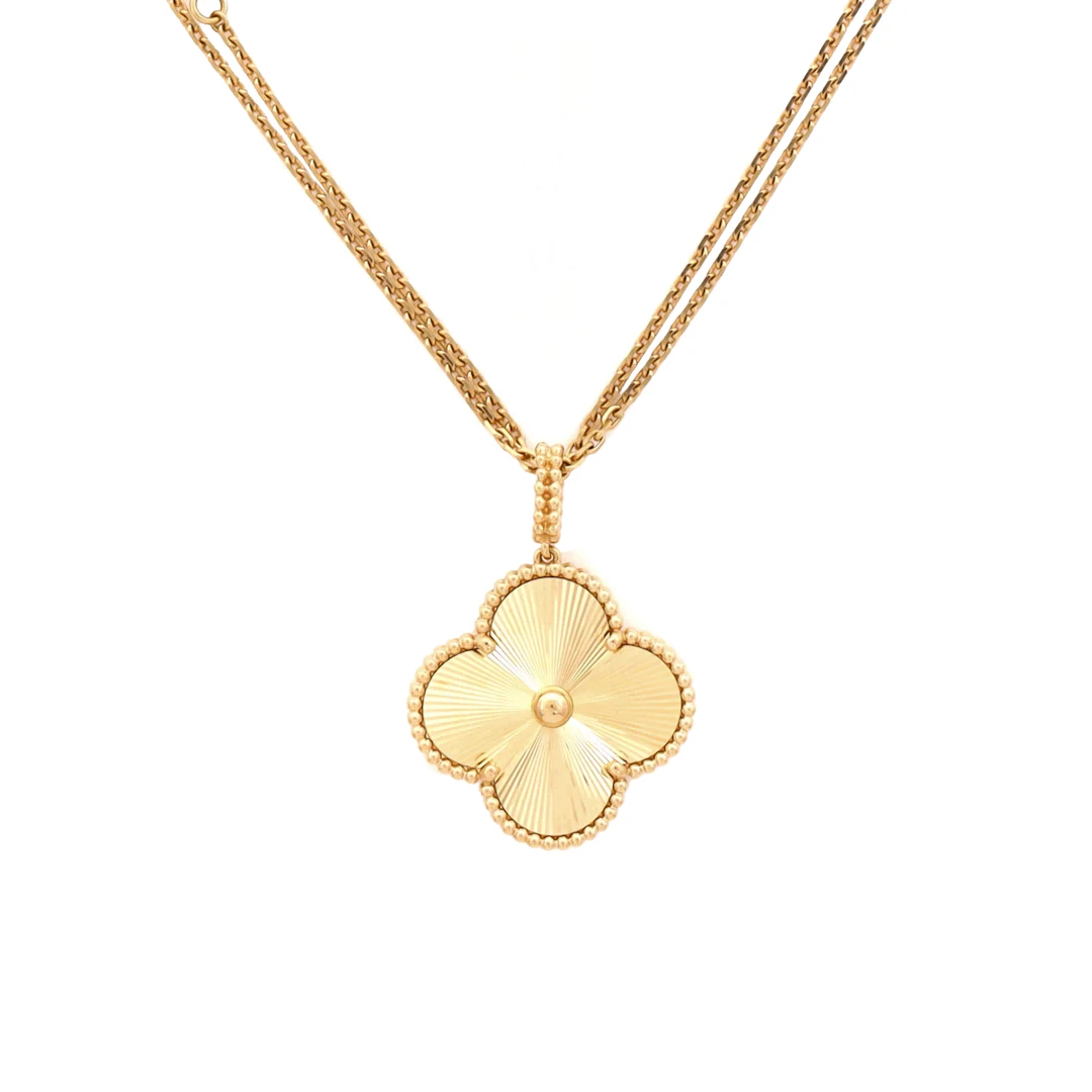 Gold Magic Alhambra Guilloché Pendant Necklace