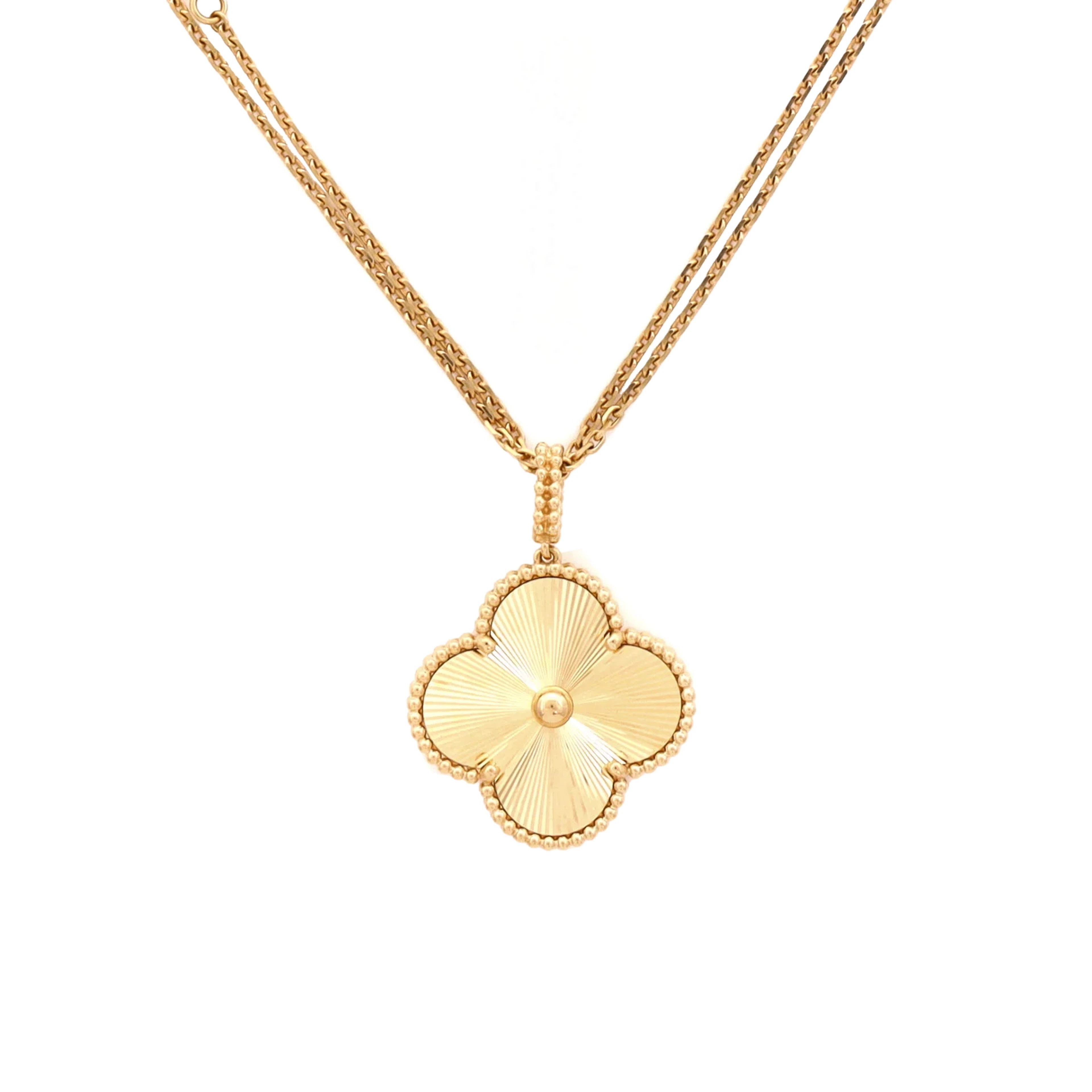 Gold Magic Alhambra Guilloché Pendant Necklace