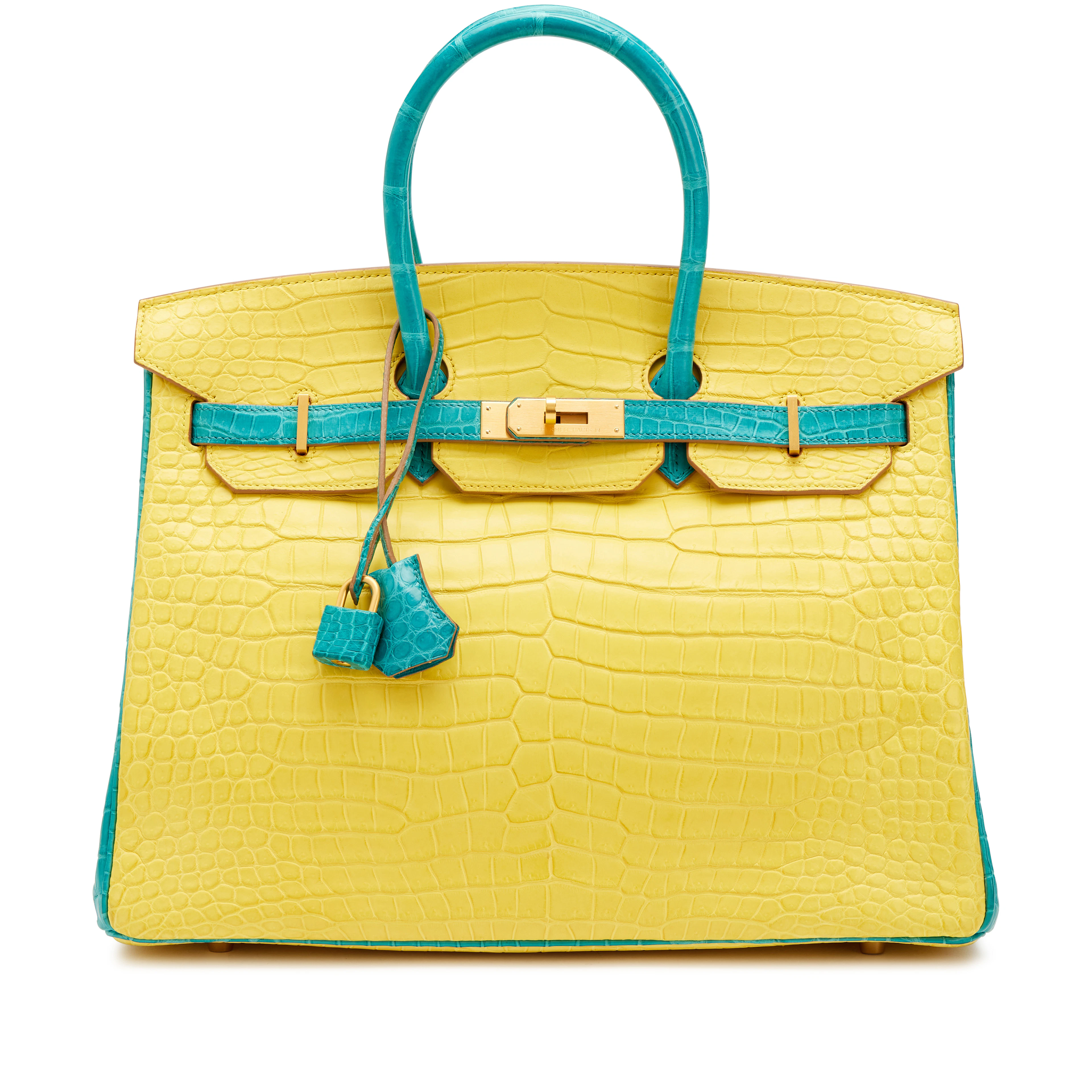 Bleu Paon and Mimosa Matte Porosus Crocodile HSS Birkin 35 Brushed