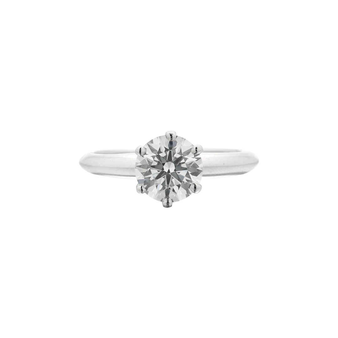 Platinum and 1.04ct Round Brilliant Cut Diamond Solitaire Engagement Ring