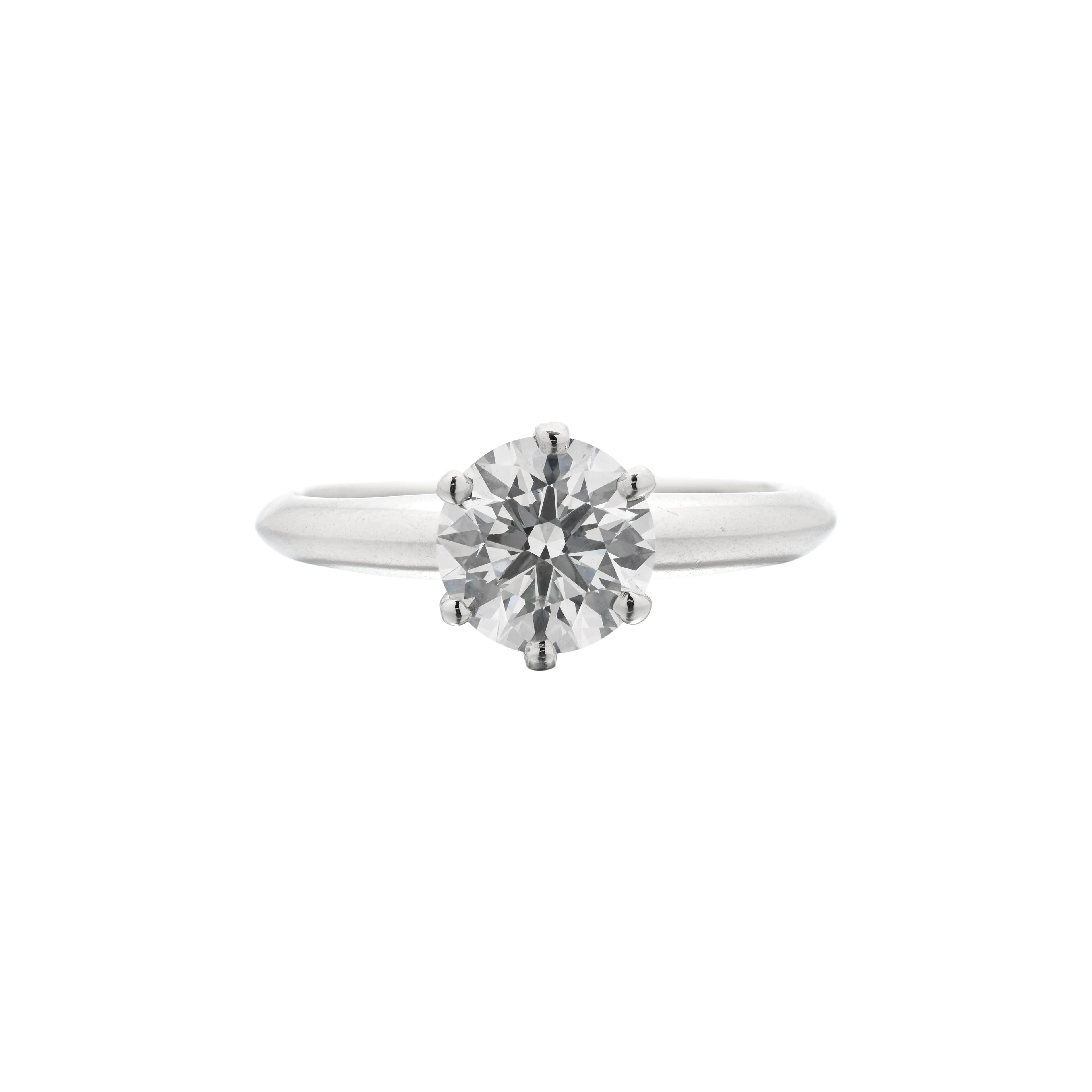 Platinum and 1.04ct Round Brilliant Cut Diamond Solitaire Engagement Ring