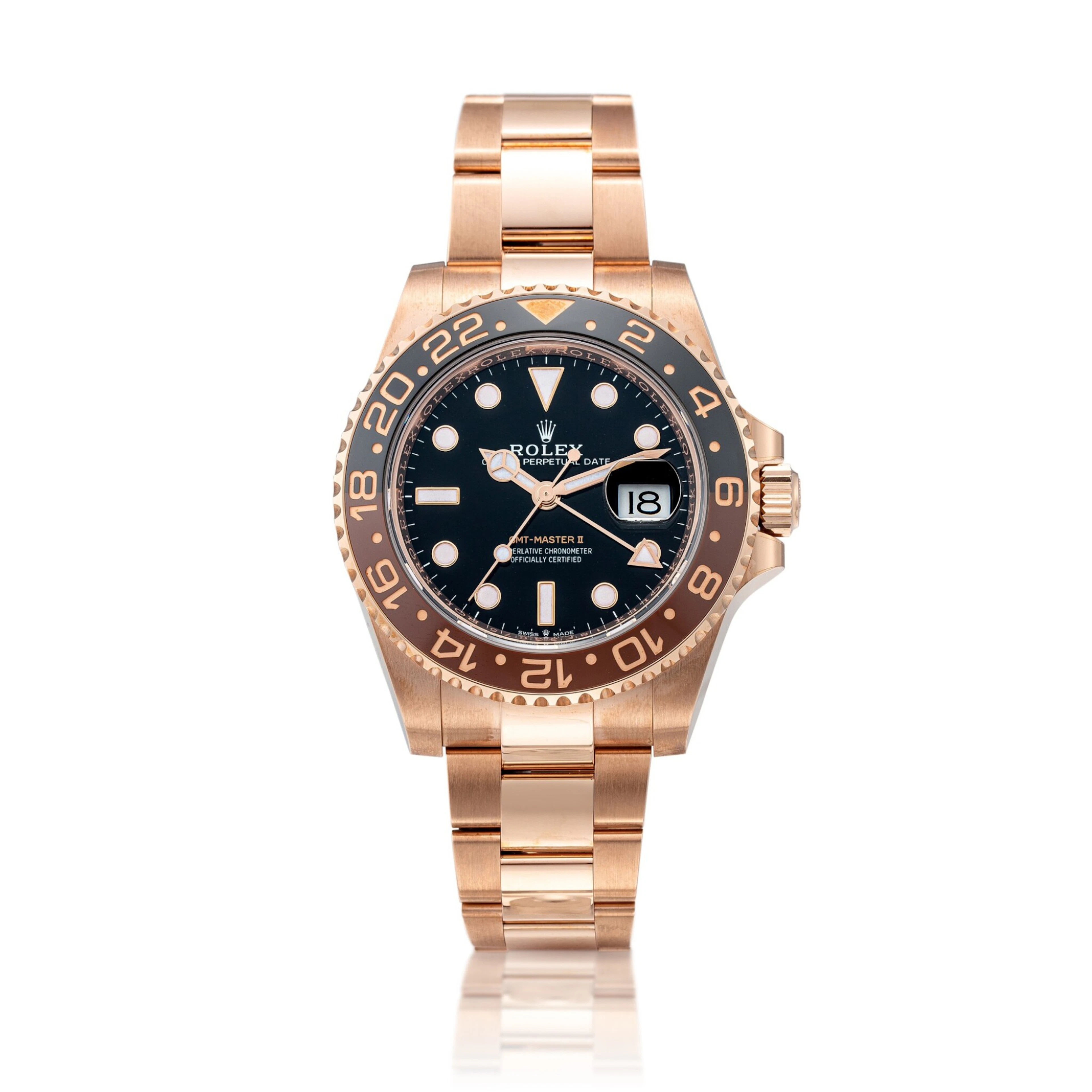 GMT-Master II 'Root Beer' (Reference 126715CHNR). A 40mm rose gold