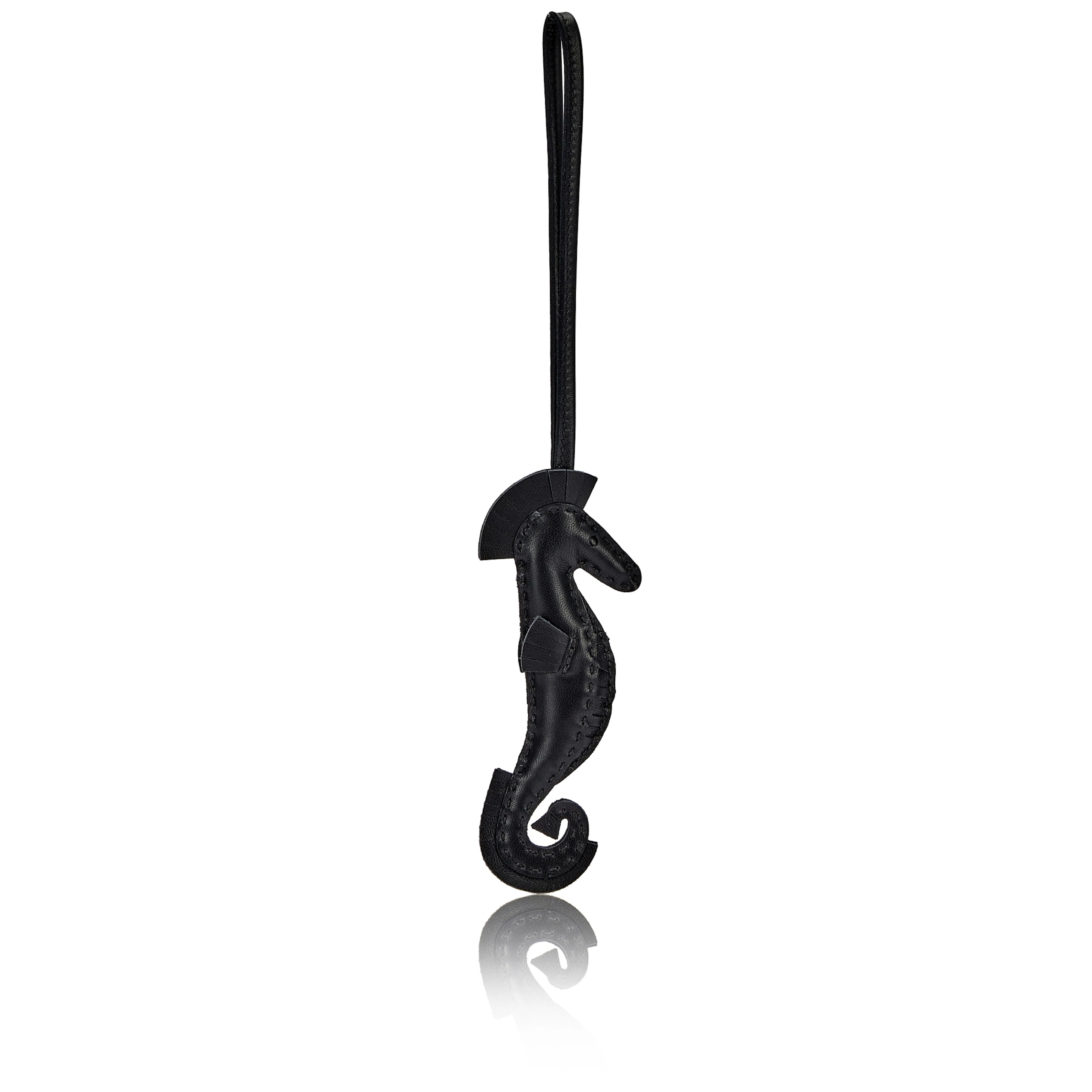 Black Milo Lambskin Seahorse Charm, 2023