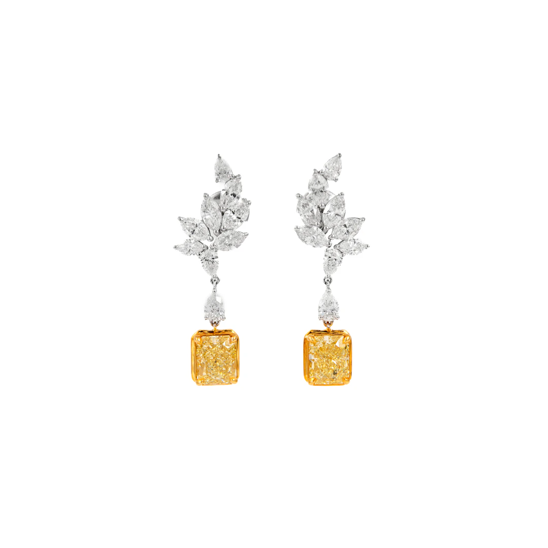 White Gold, Gold, 4.56ct Radiant Cut Fancy Yellow Diamond and Diamond